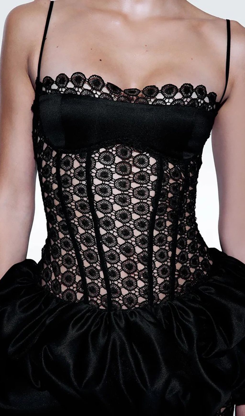 Fashionslee Women Leticia Black Strappy Lace Midi Dress