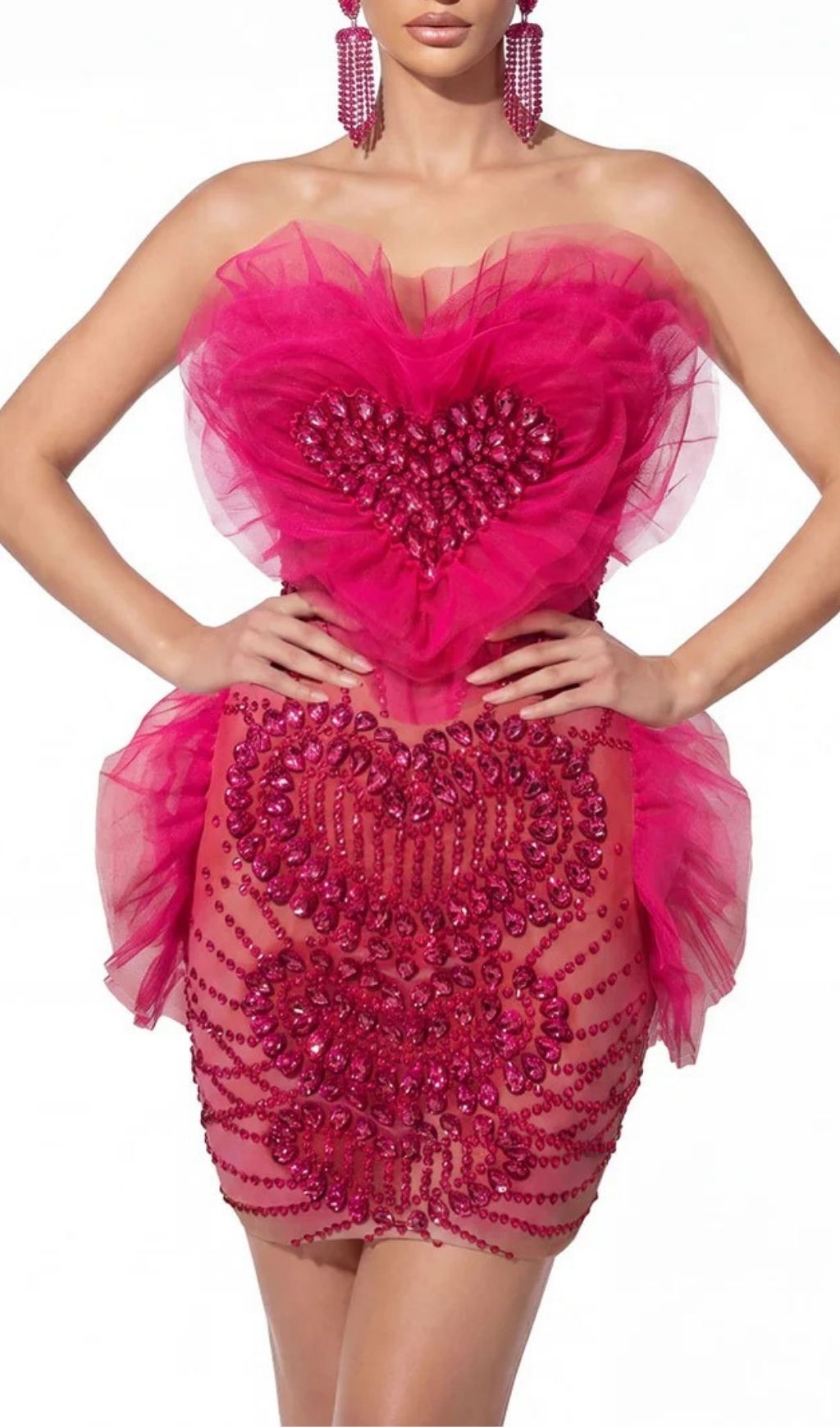 997a32650254a973c0897eda1e017345.jpg Fashionslee Women Alvona Strapless Heart Crystal Mini Dress