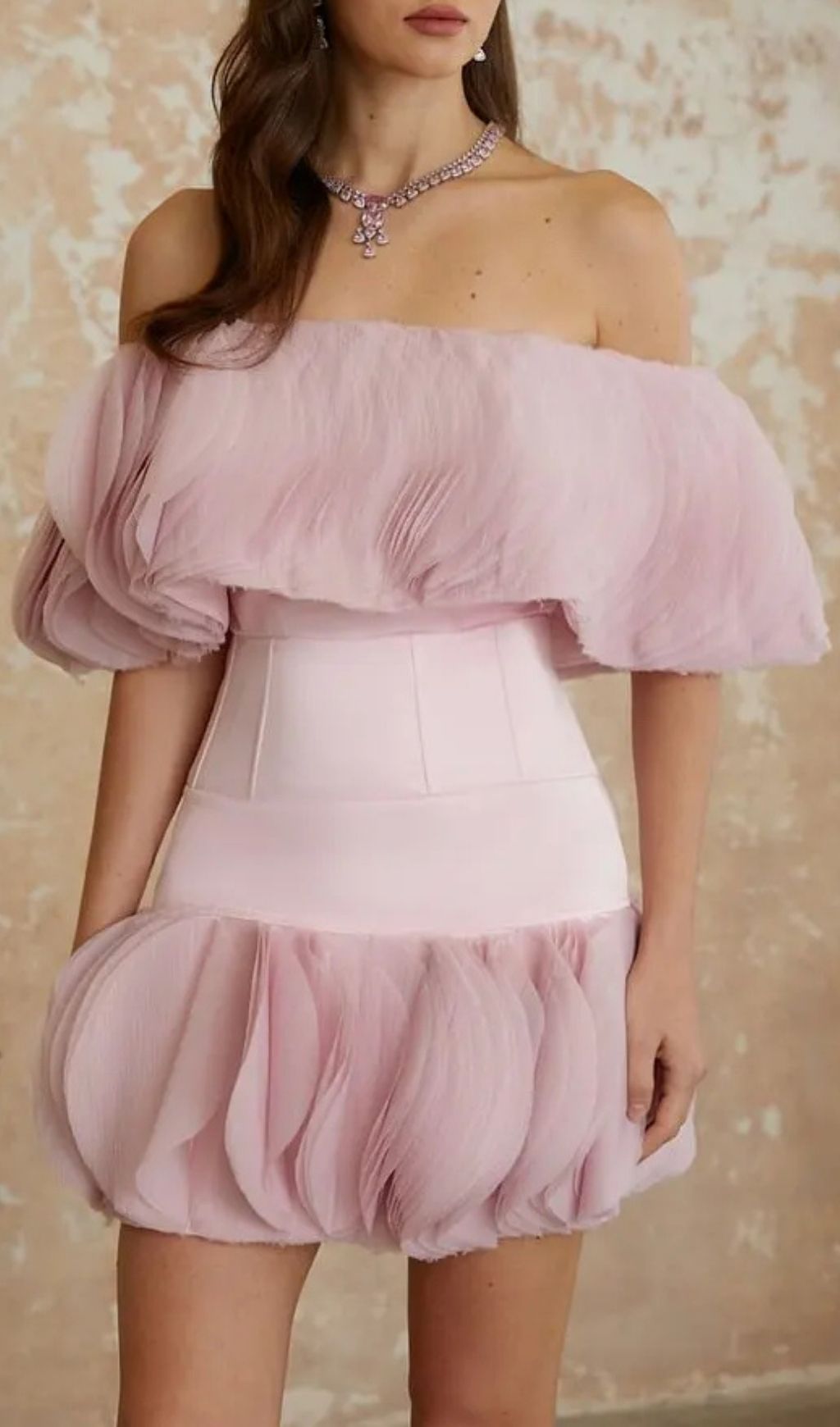 Helen Ruffled Strapless Mini Dress In Pink