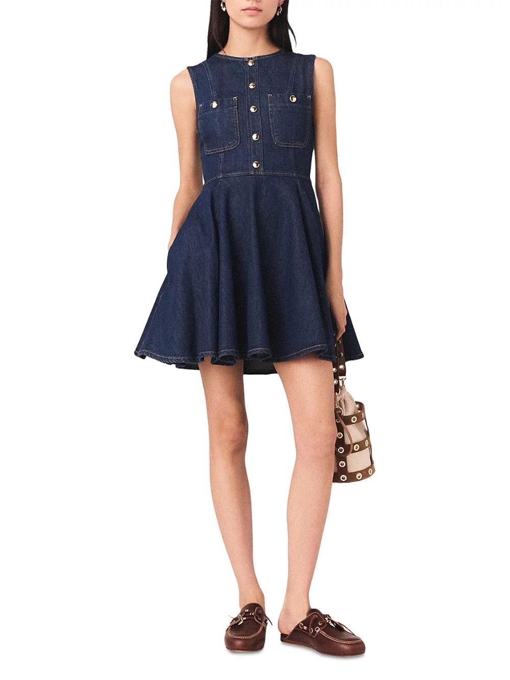 99e6795c96cc6184cebc5deb27e46156 Risunim Flared Mini Denim Dress