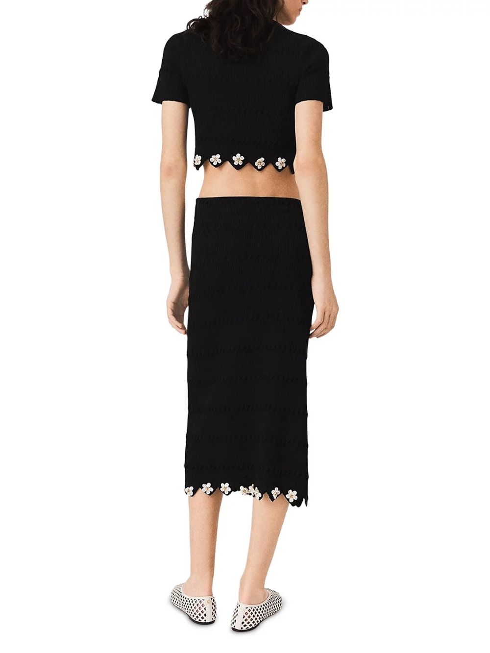 Jipearl Jeweled Flowers Knit Skirt - OWNCI