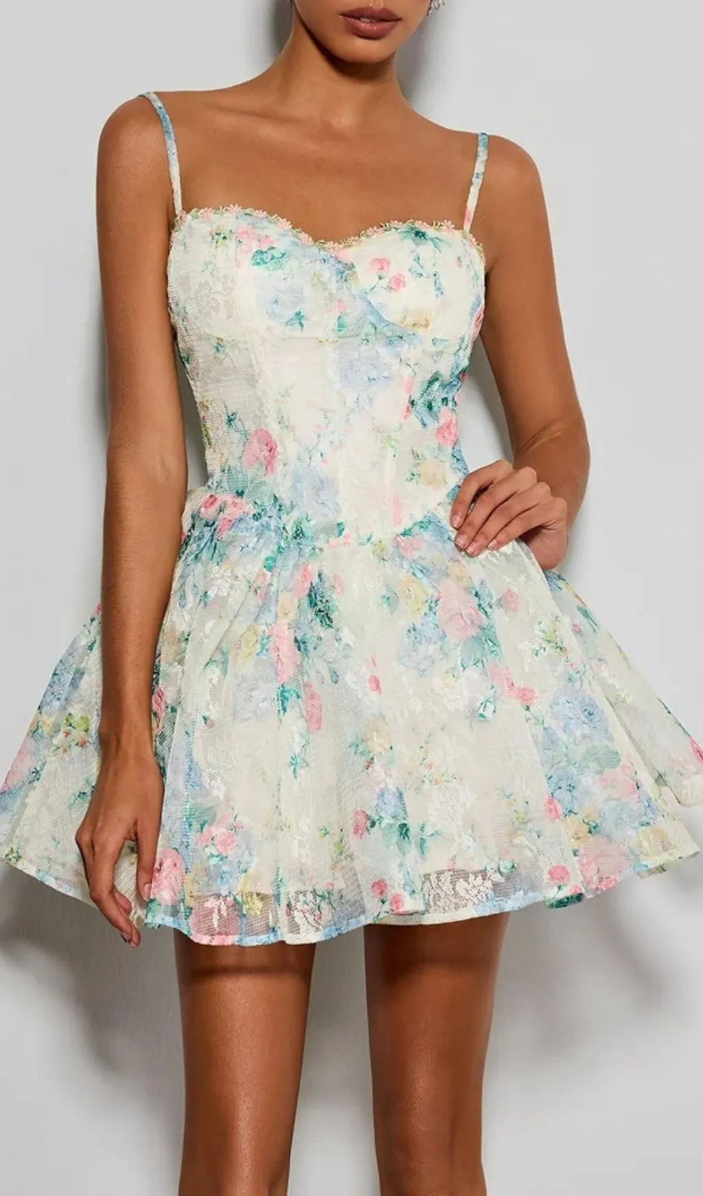 Fashionslee Women Estera Spaghetti Floral Printed Mini Dress