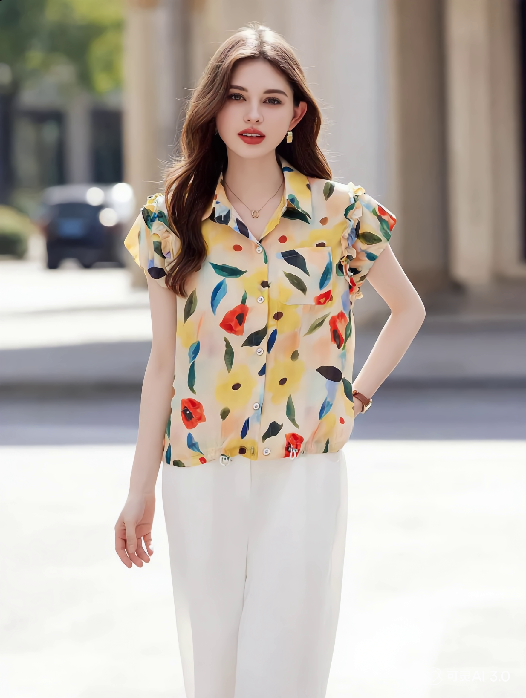 9a8fee846151557c1b8836a2dff7135b Odelia Casual Polo Floral Printed Shirt