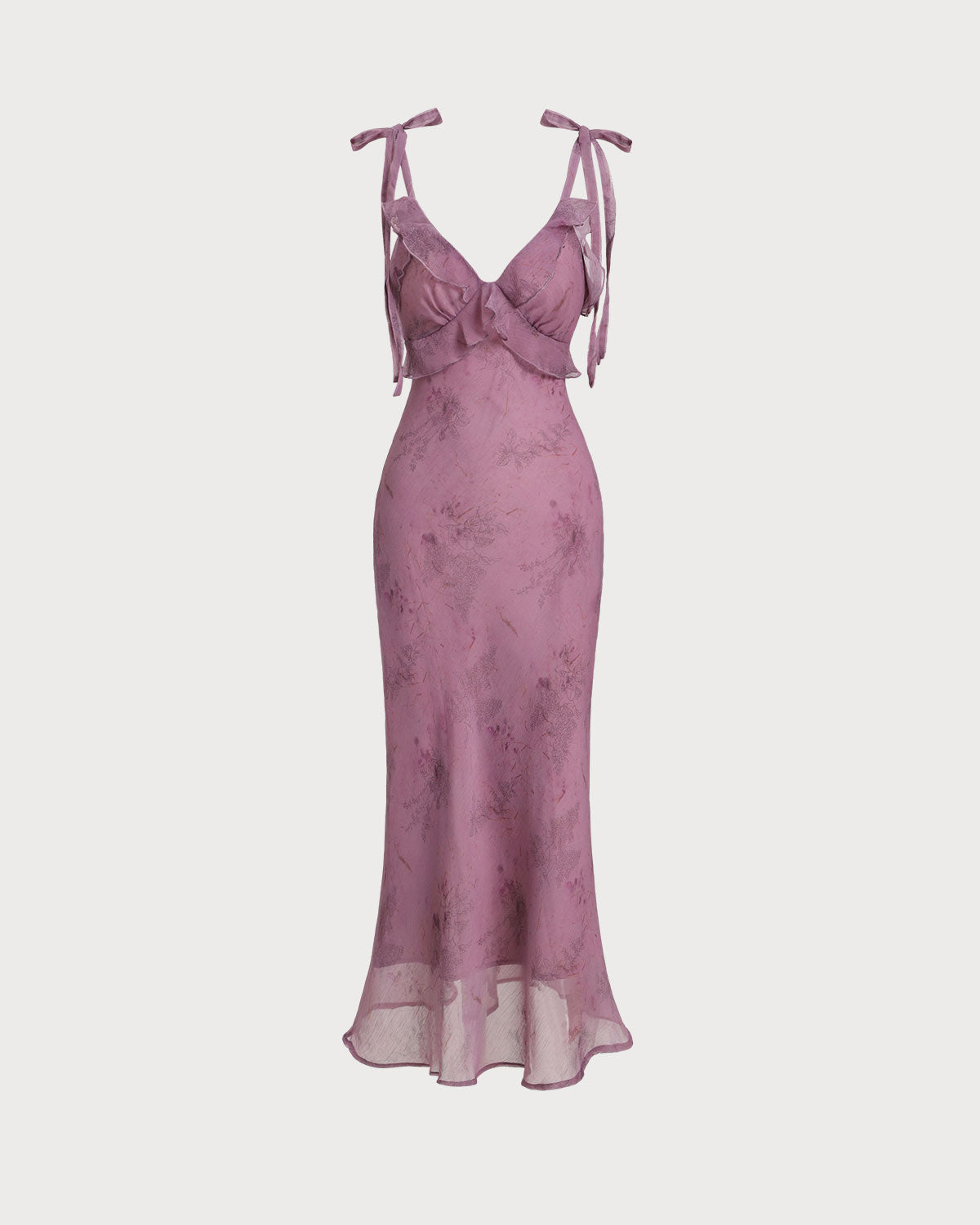 9b113d20acfc72863a2648d25aa799cc Purple Floral Ruffle Tie Strap Midi Dress