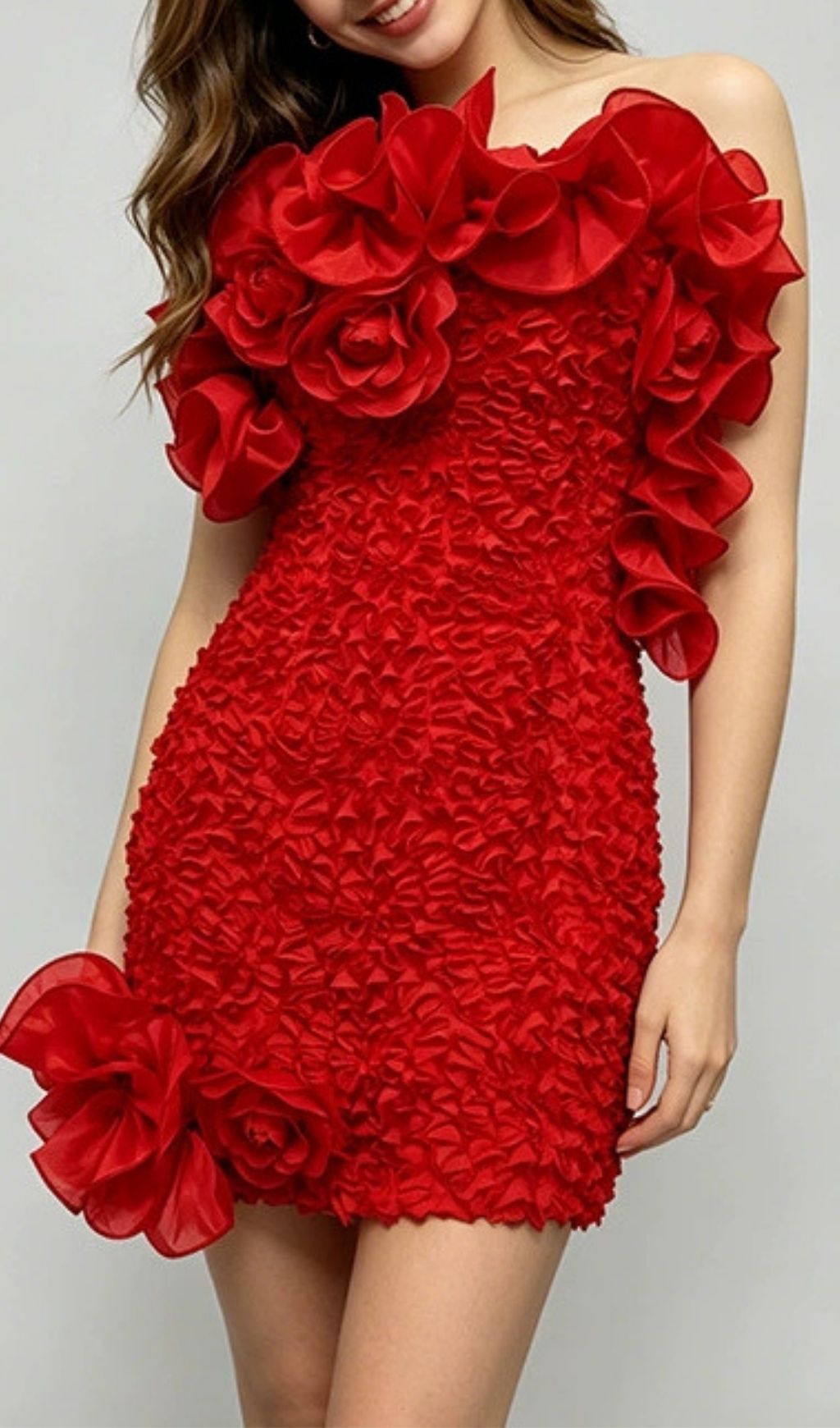 Fashionslee Women Fyndoric Strapless Flower Mini Dress