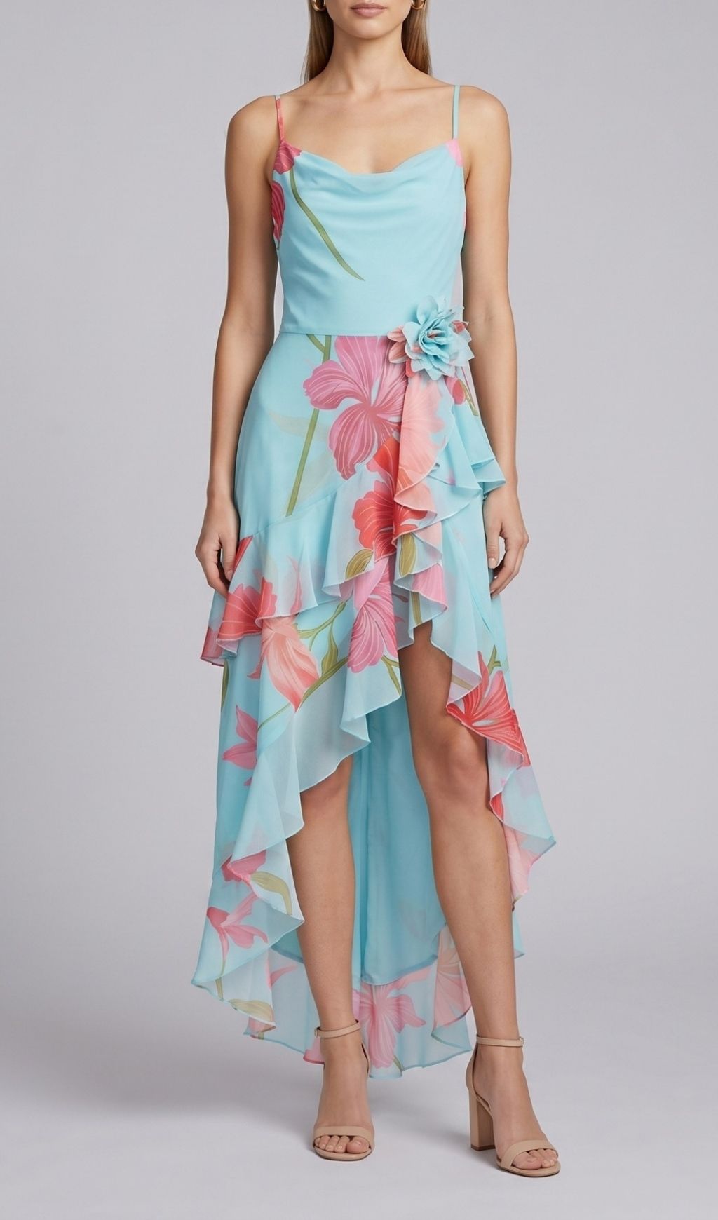 Fashionslee Women Ferune Spaghetti Floral Split Maxi Dress