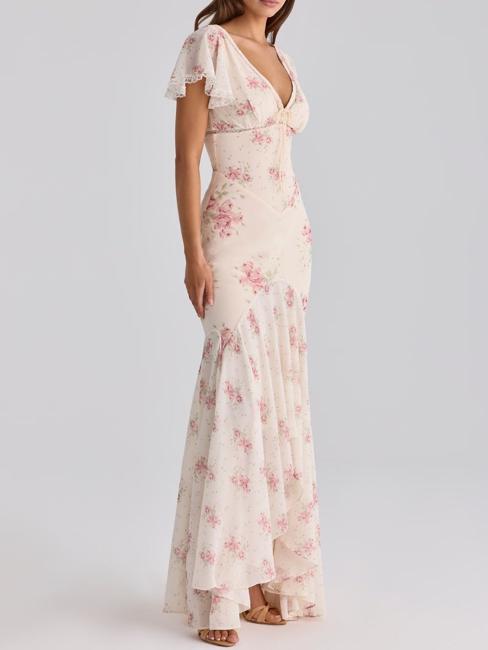 Fashionslee Women Ashgar Puff Sleeve Floral Maxi Dress
