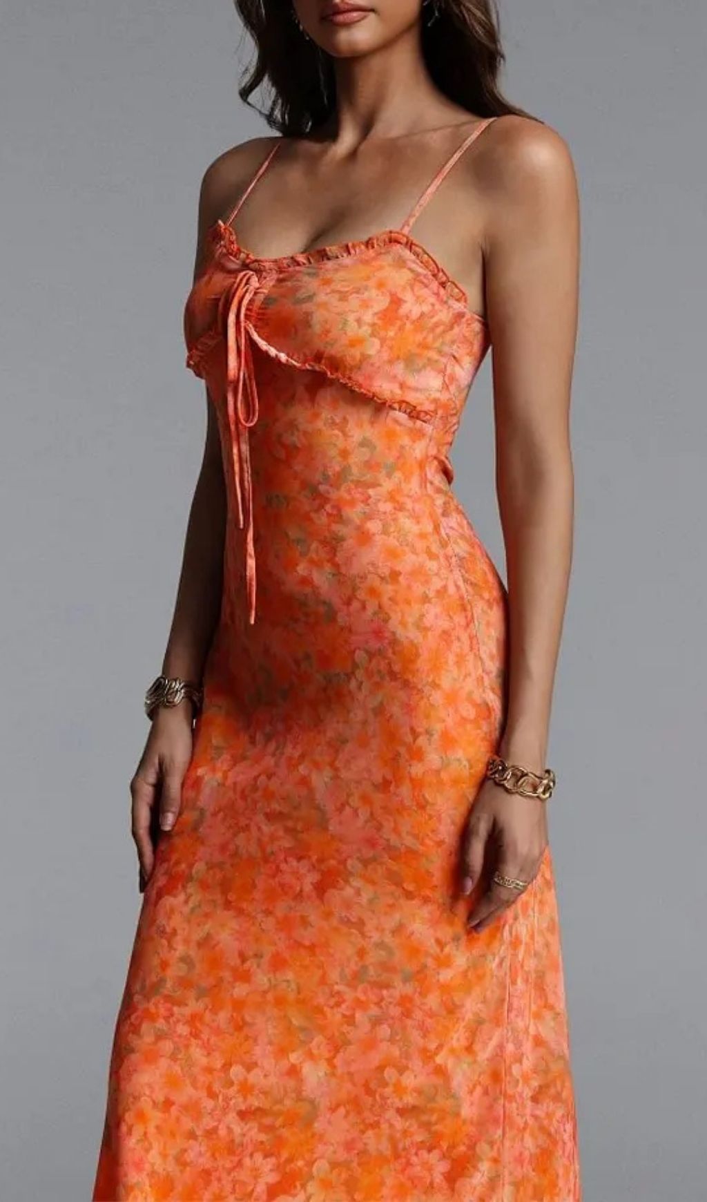 9c82edcbae606a4bb6bb72de9a6711be Ienee Sleeveless Ruffle Floral Print Woven Maxi Dress