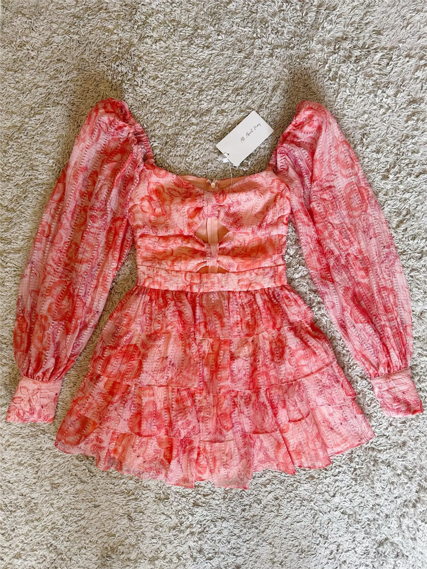 Cutout-Out Waist-Cinching Layered Dress