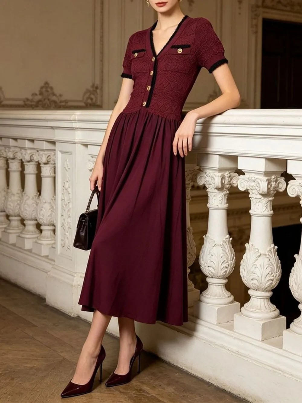 9cdf68b5e0b53c95321169a6bbc5f535 Macha Short Sleeve Knit Midi Dress