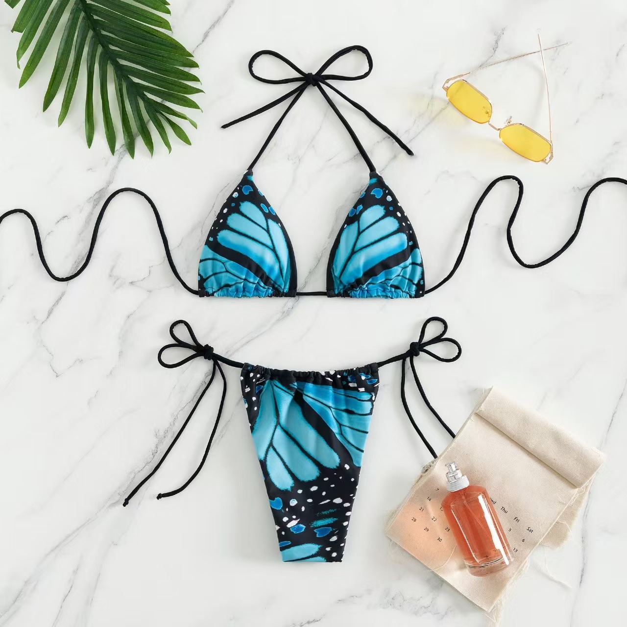 Fashionslee Women Lefty Blue Printed Bikini Two-Piece Set