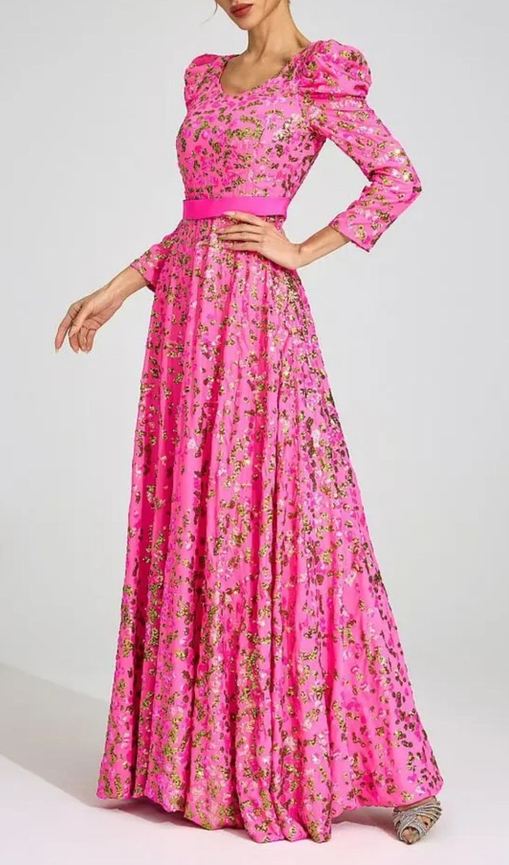 Zenobia Rose Red Sequin Print Maxi Dress - OWNCI Zenobia Rose Red Sequin Print Maxi Dress - OWNCI