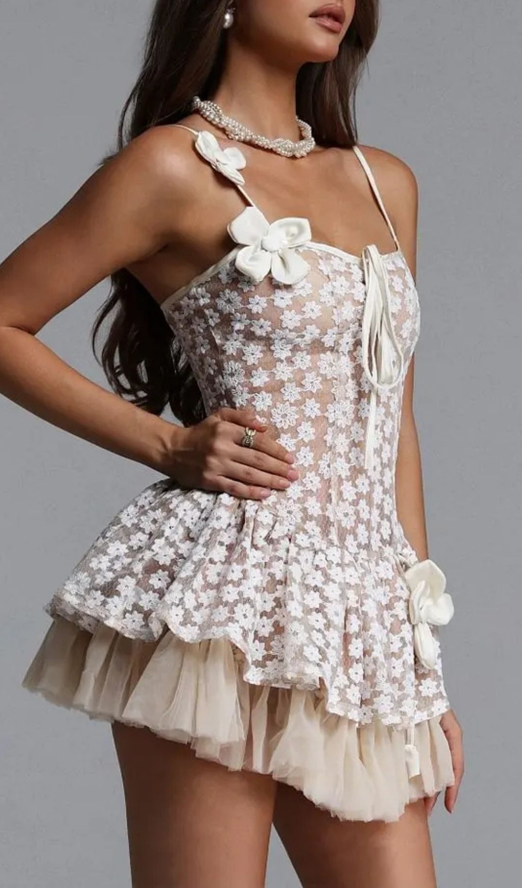 9db8773cfb21a5c79a20110d304ac8e7 Lilac Strappy Flower Mesh Mini Dress