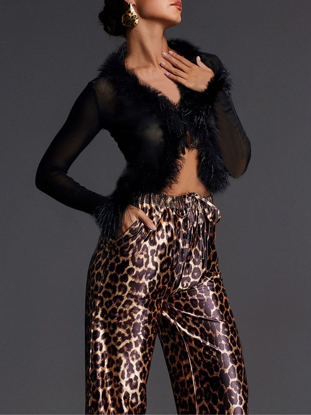 Kirevon V Neck Mesh Top