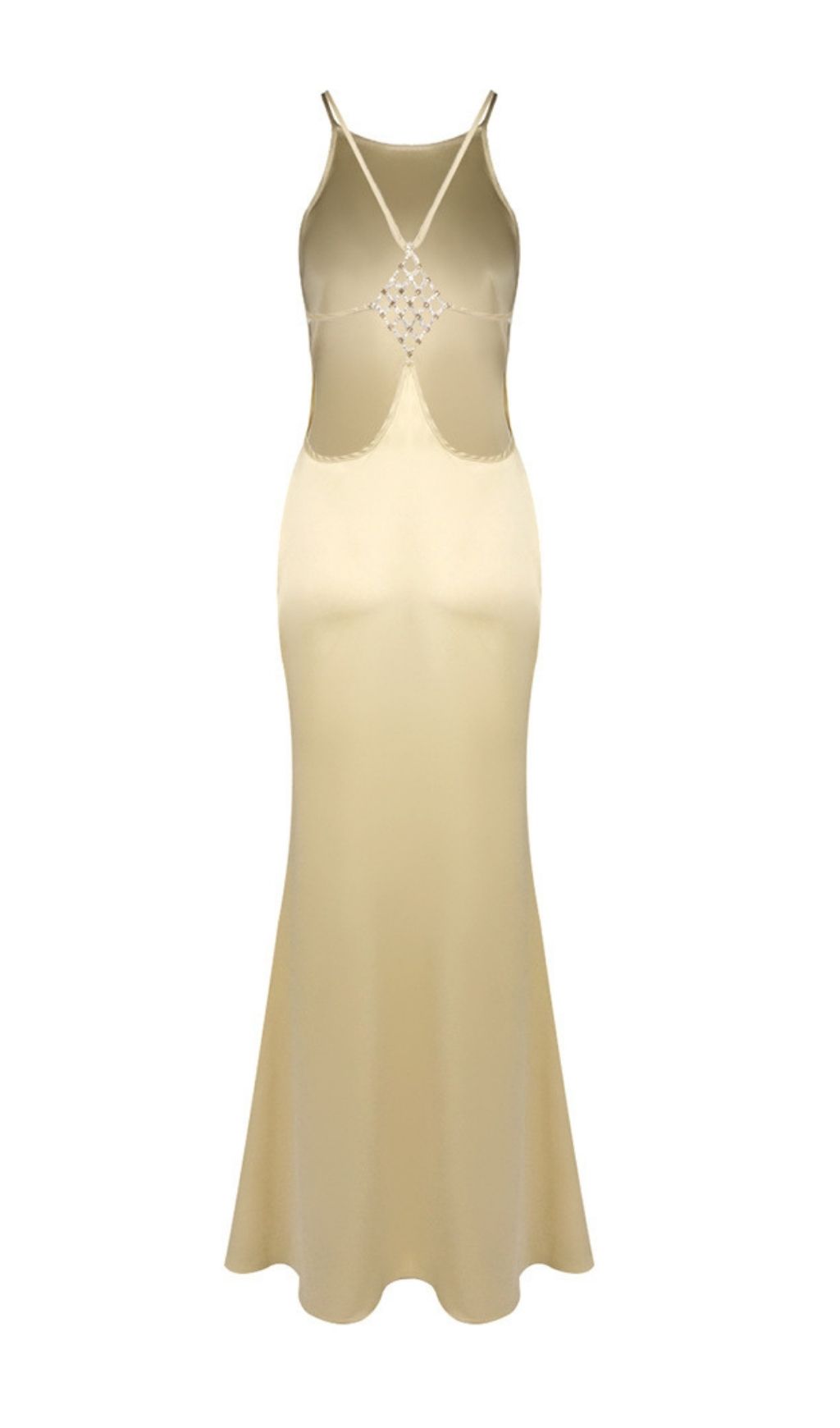 Fashionslee Women Laure Light Gold Backless Maxi Dress