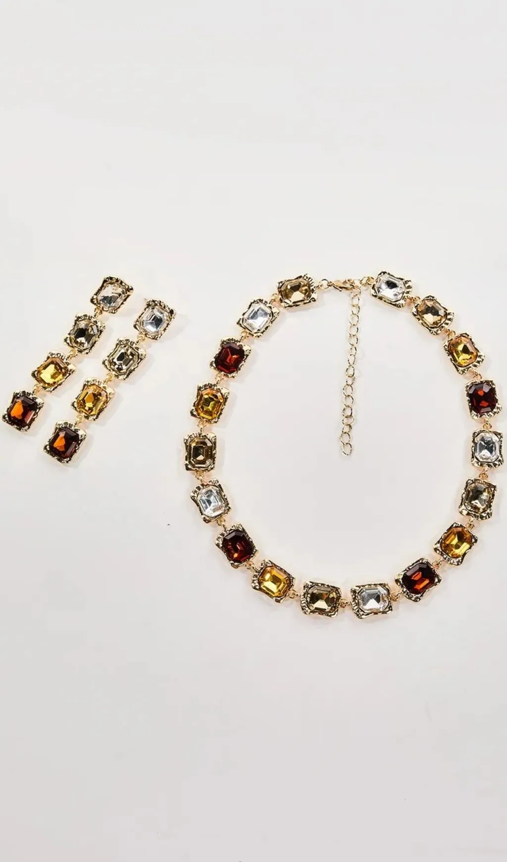 Oaelara Crystal Square Necklace Set - OWNCI