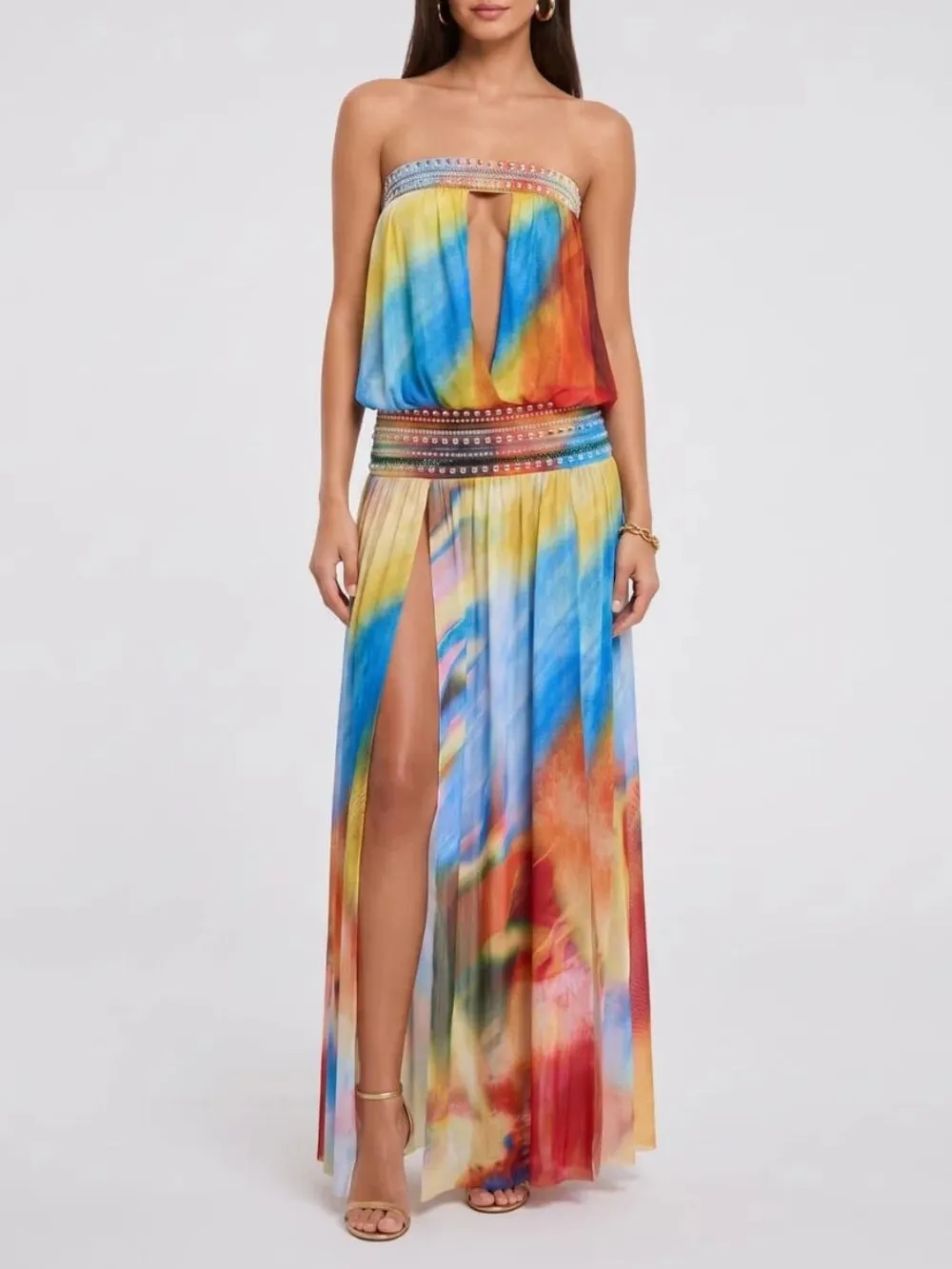 Ulviera Strapless Split Cutout Maxi Dress