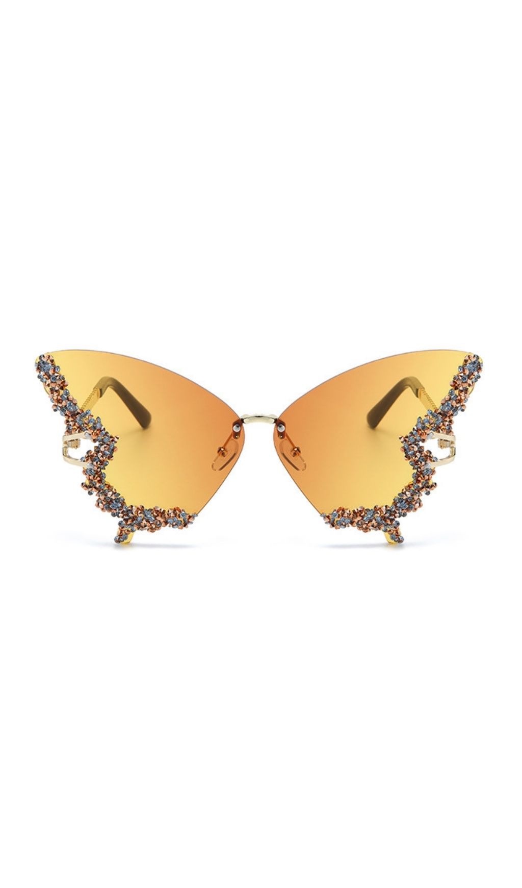 Tierney Orange Butterfly Crystal Sunglasses - OWNCI