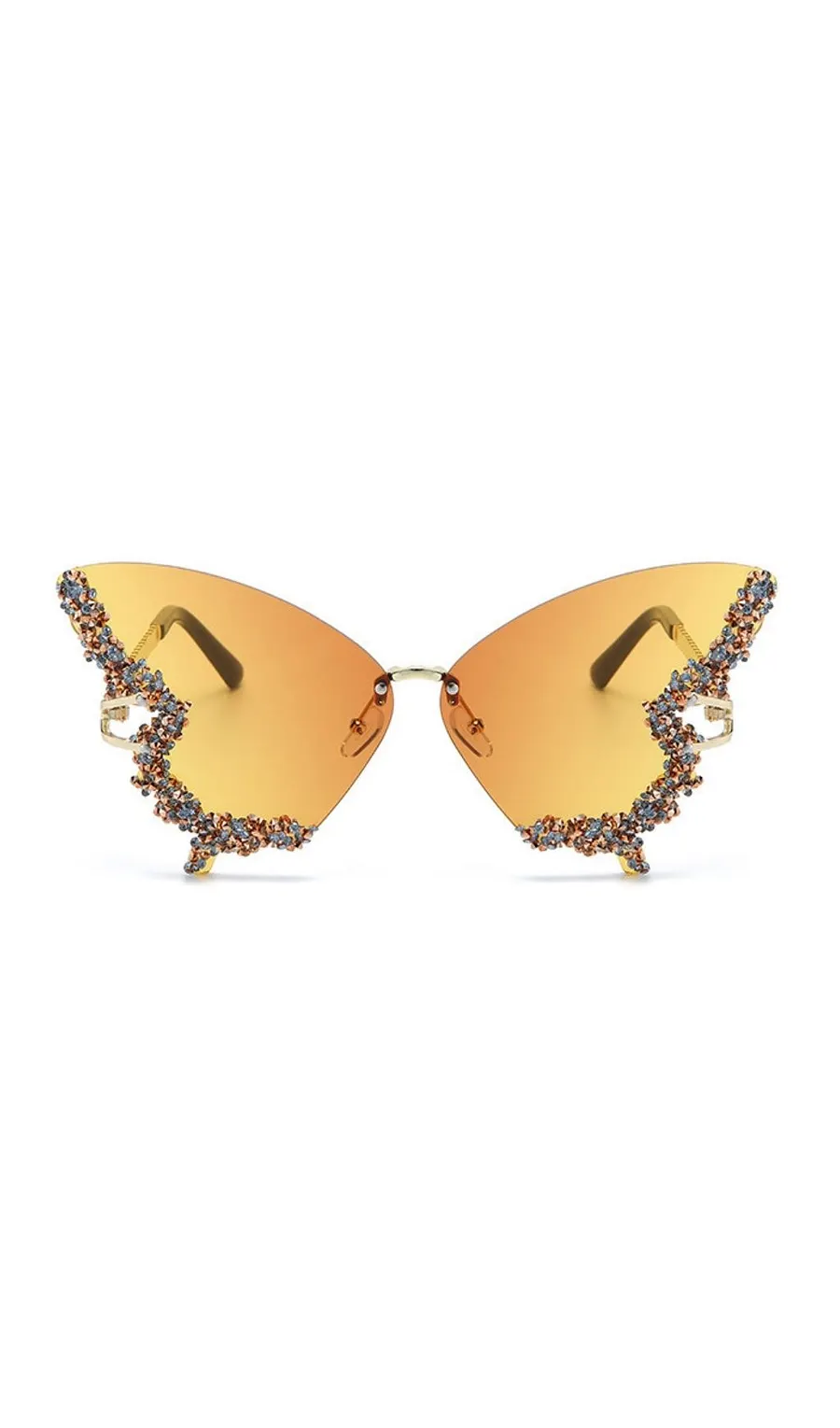 Tierney Orange Butterfly Crystal Sunglasses - OWNCI Tierney Orange Butterfly Crystal Sunglasses - OWNCI