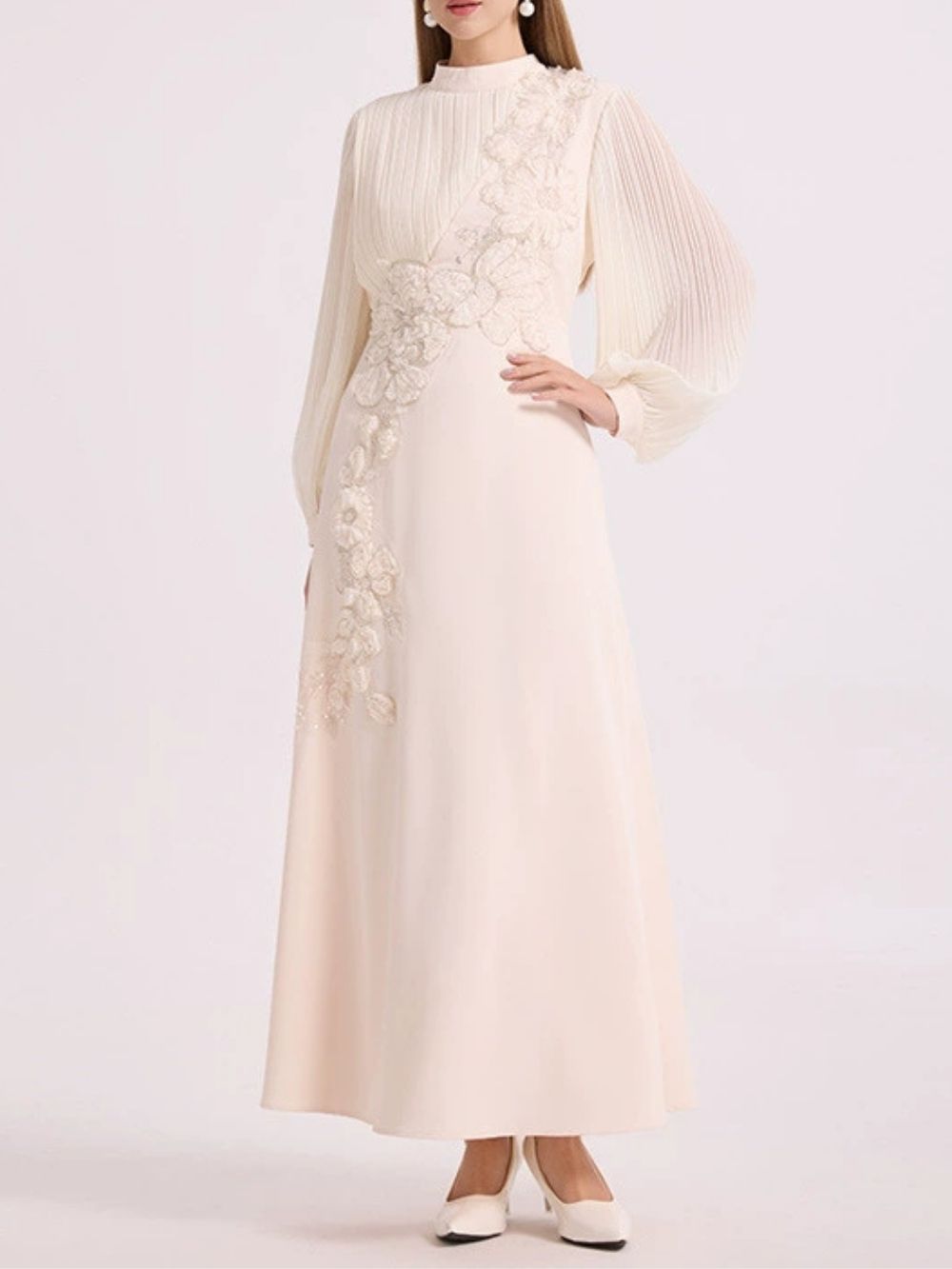9f571c519ede48861d9313389068d5fd Mahsa Flower Long Sleeve Maxi Dress