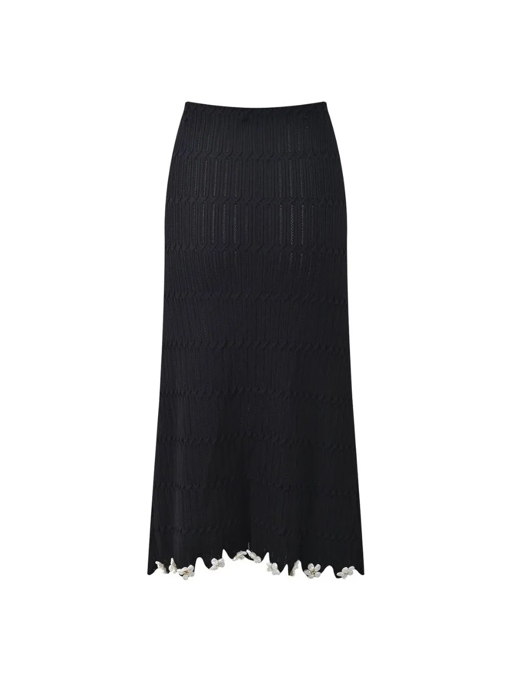 Jipearl Jeweled Flowers Knit Skirt - OWNCI