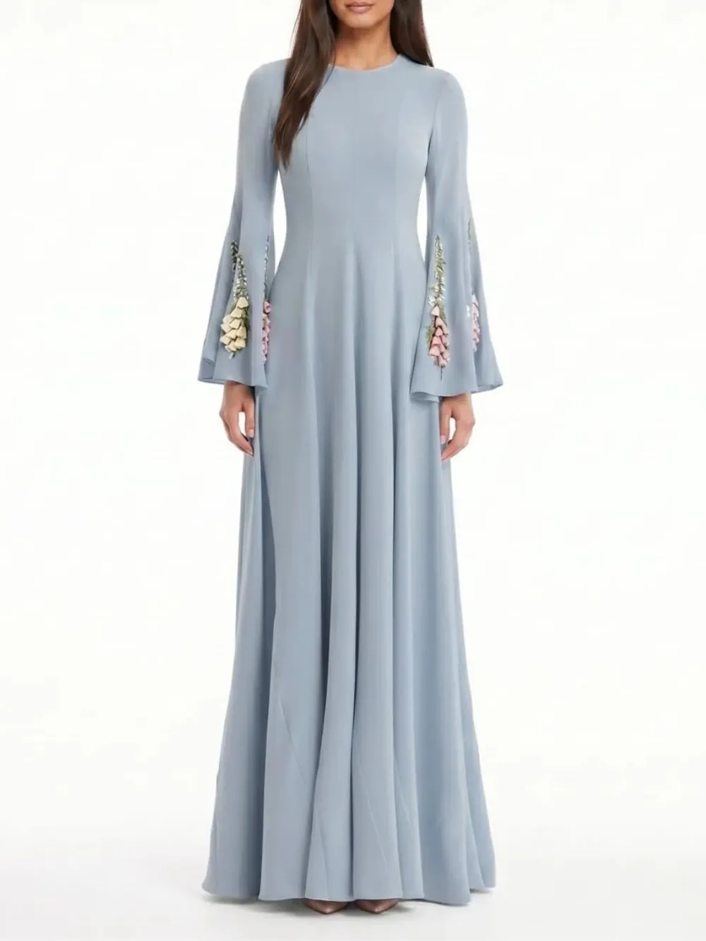 Vestra Flared Sleeve Flower Maxi Dress