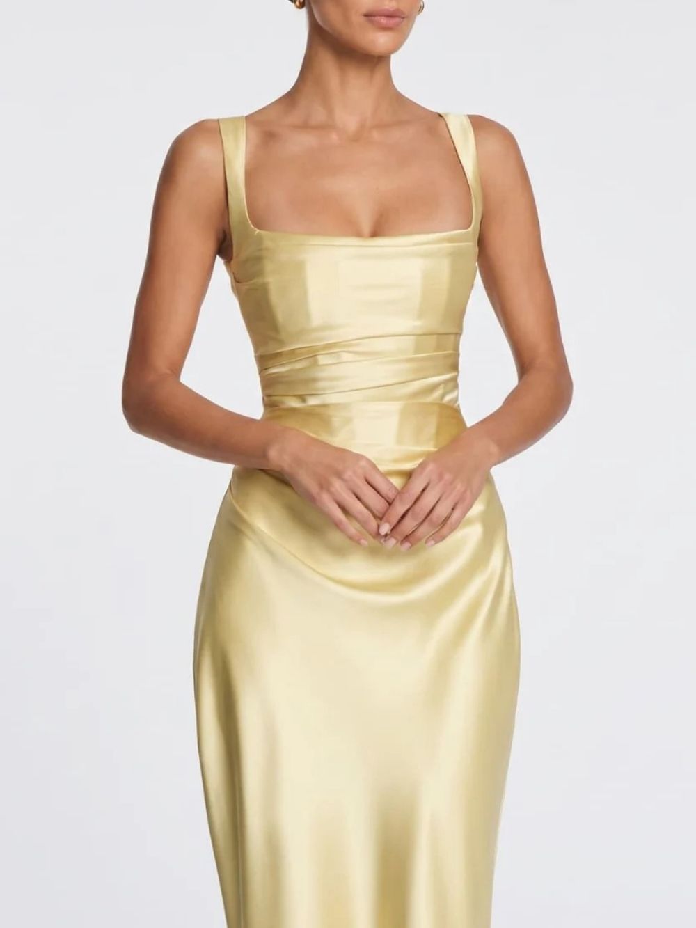 a0a0d5202746ff33087a6710b6fa3ced.jpg Fashionslee Women Berwick Lace Up Satin Maxi Dress In Butter Yellow