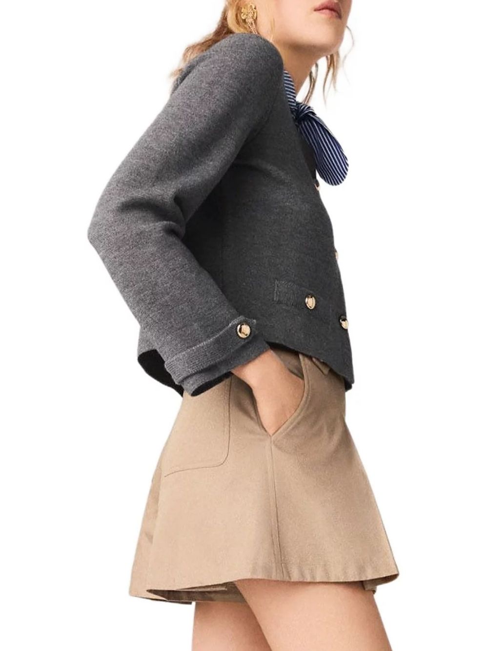 Removable Striped Collar Cardigan - OWNCI Removable Striped Collar Cardigan - OWNCI