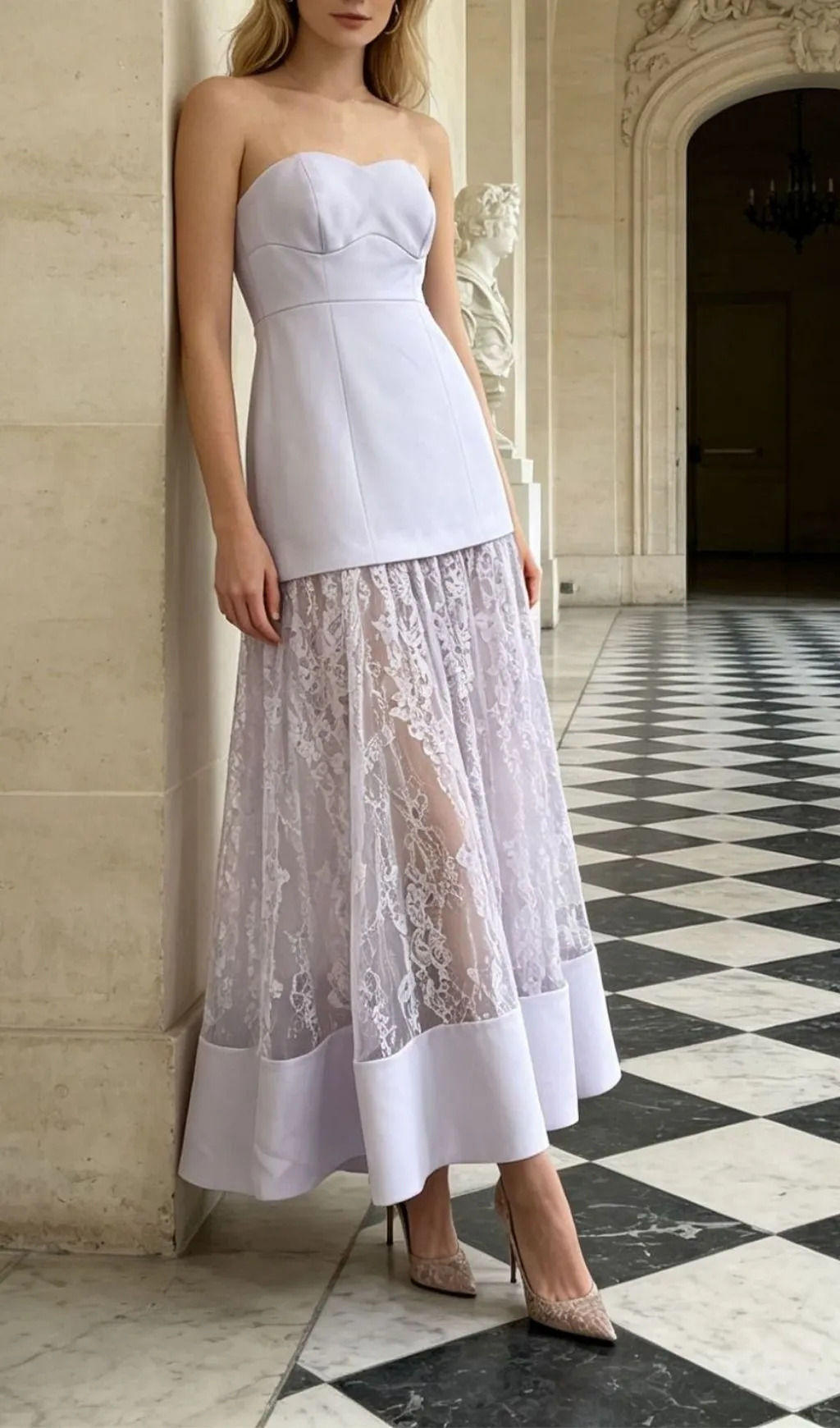 Fashionslee Women Letty Purple Strapless Lace Maxi Dress