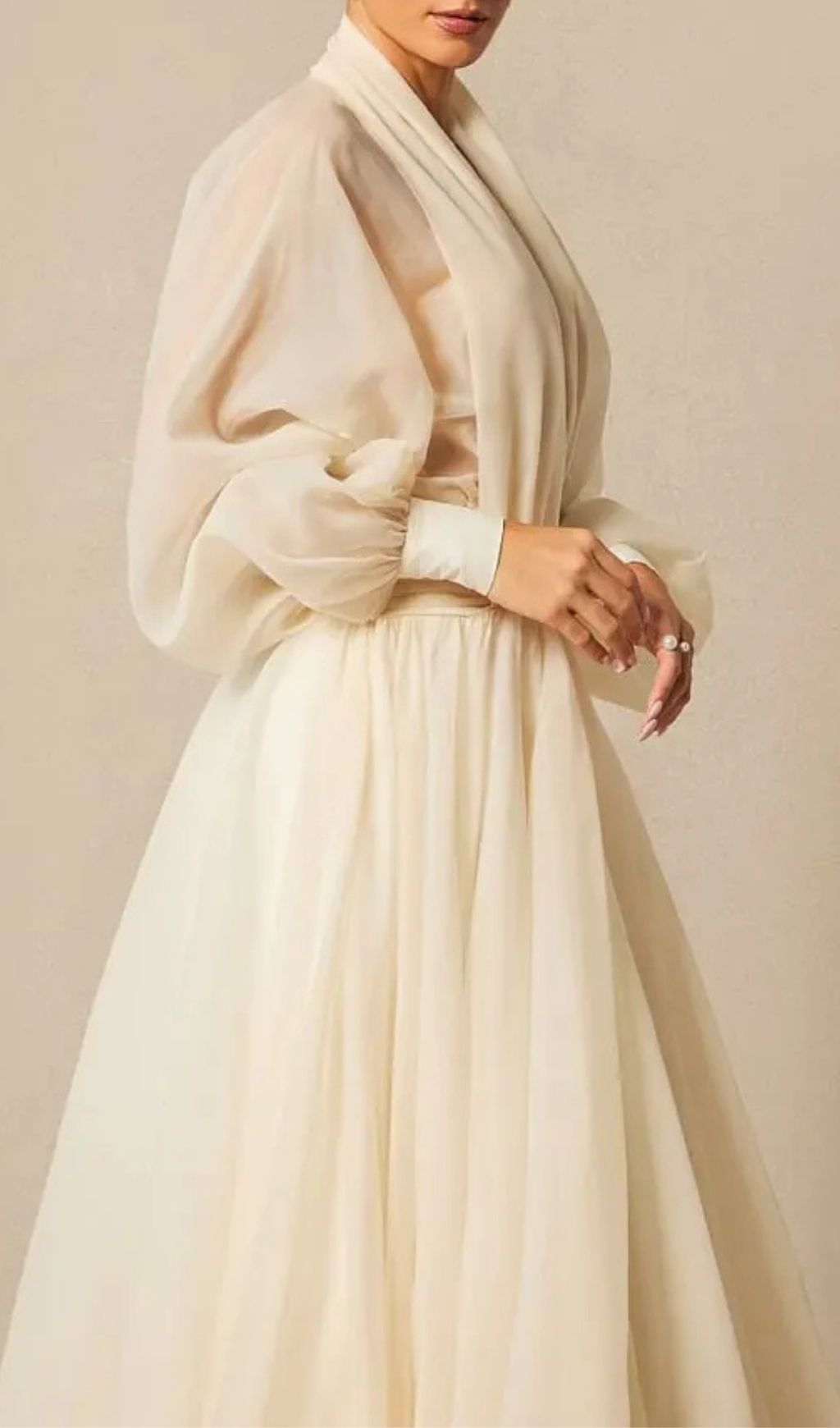 Lilly Deep V Neck Puff Sleeve Maxi Dress