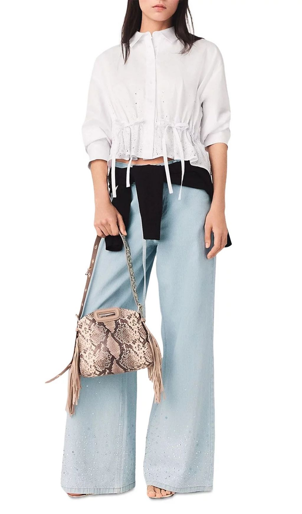Fashionslee Women Cisequino Rhinestone Shirt