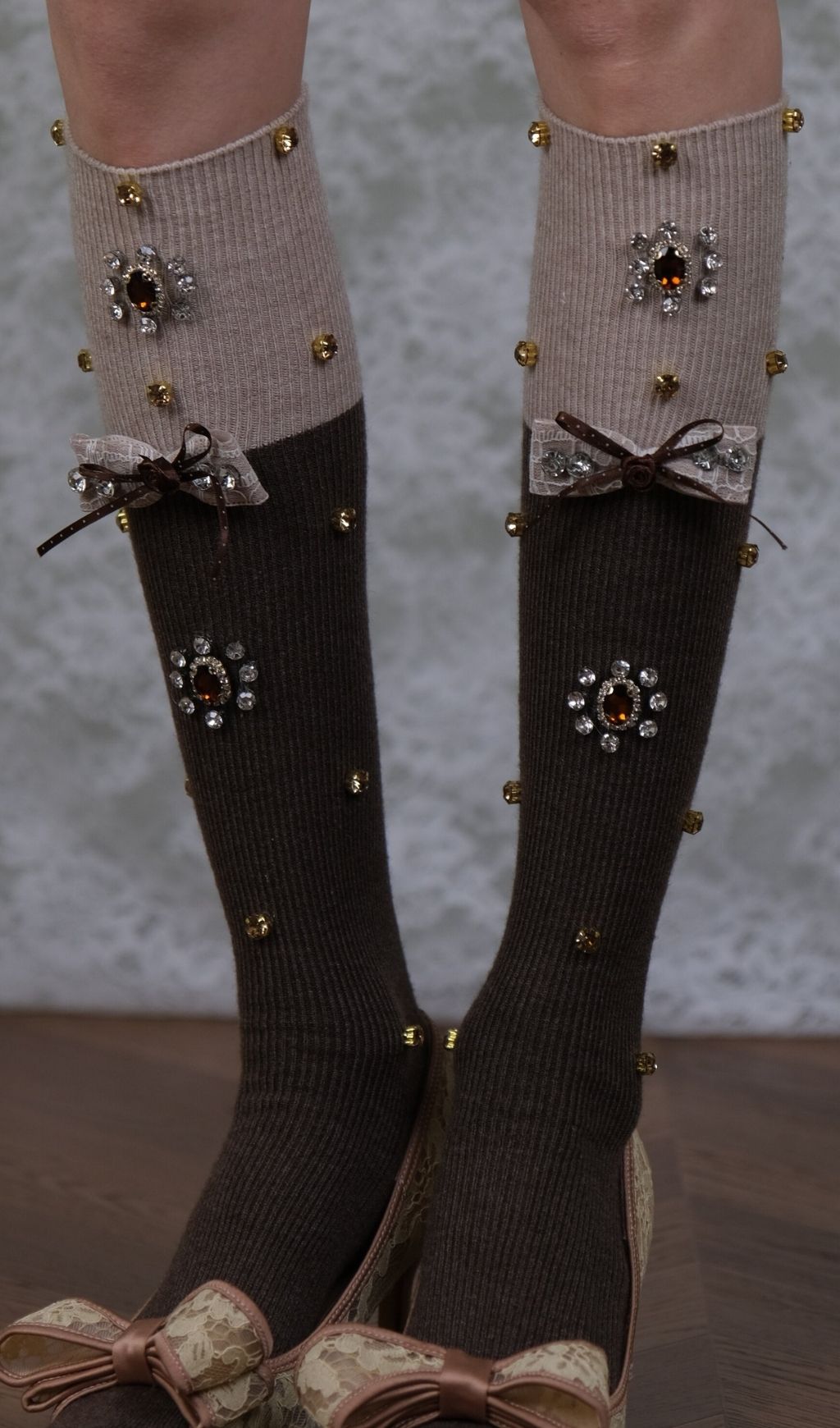 Diamante Embellished Bow Stockings