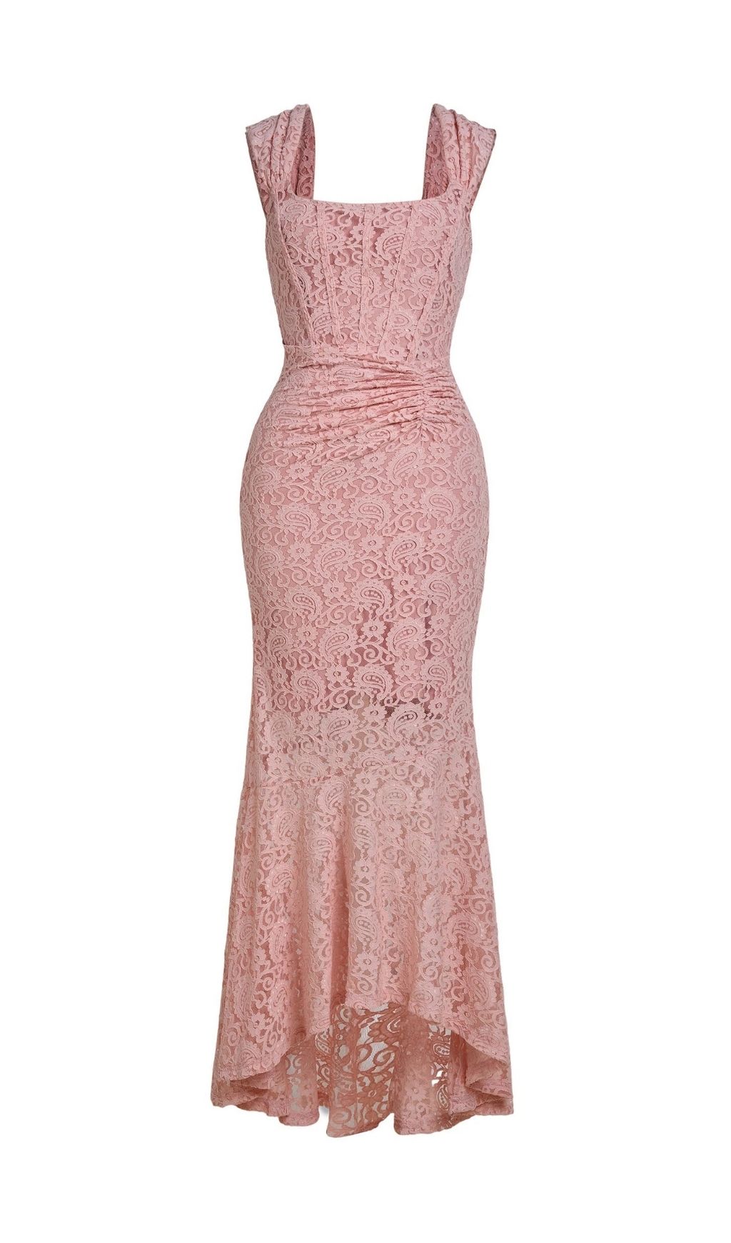 a1f7e917f76a27df0d56d8e7b0672e75 Vivien Lace Gathering Maxi Dress - Pink