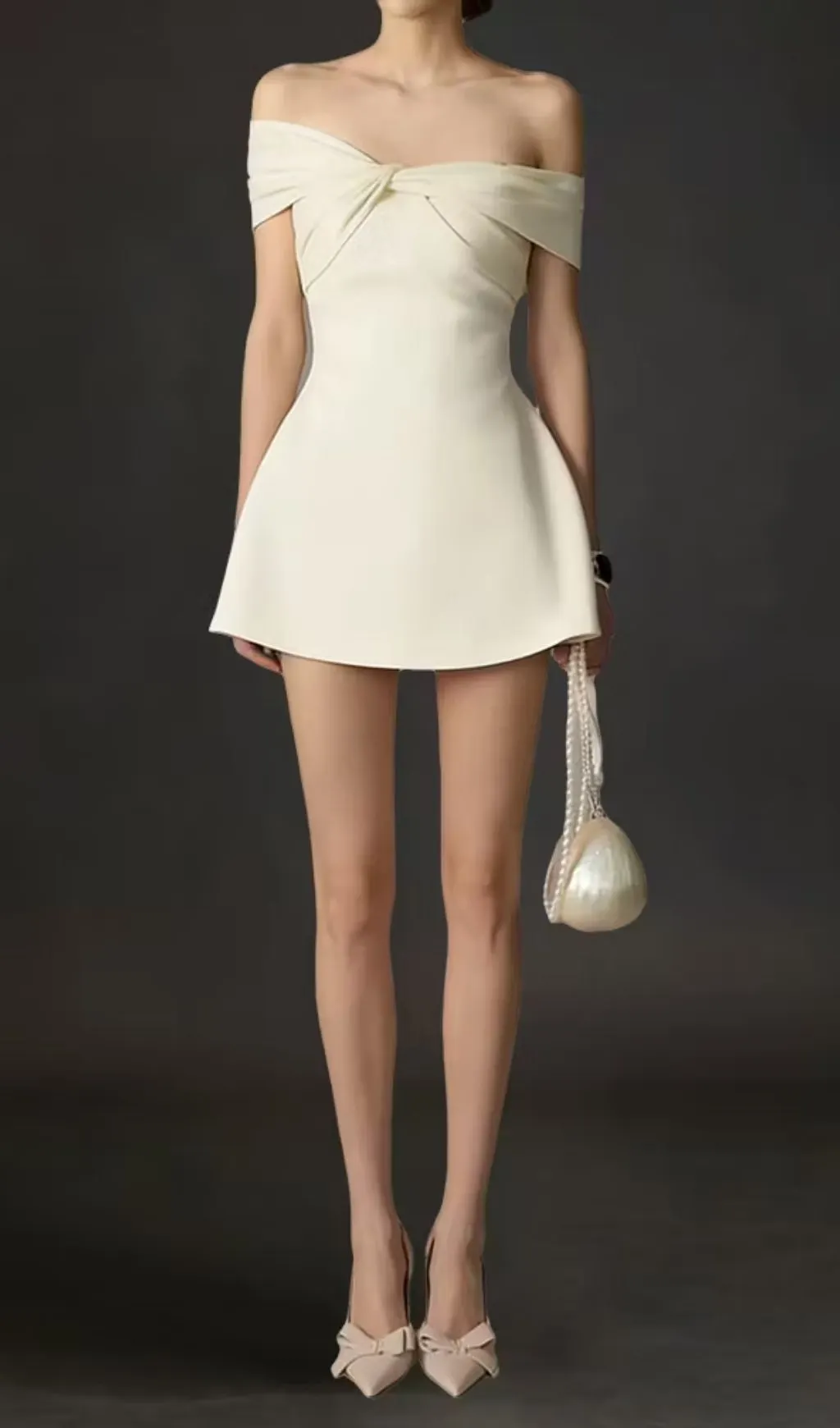 Off-The-Shoulder Twisted Front Mini Dress