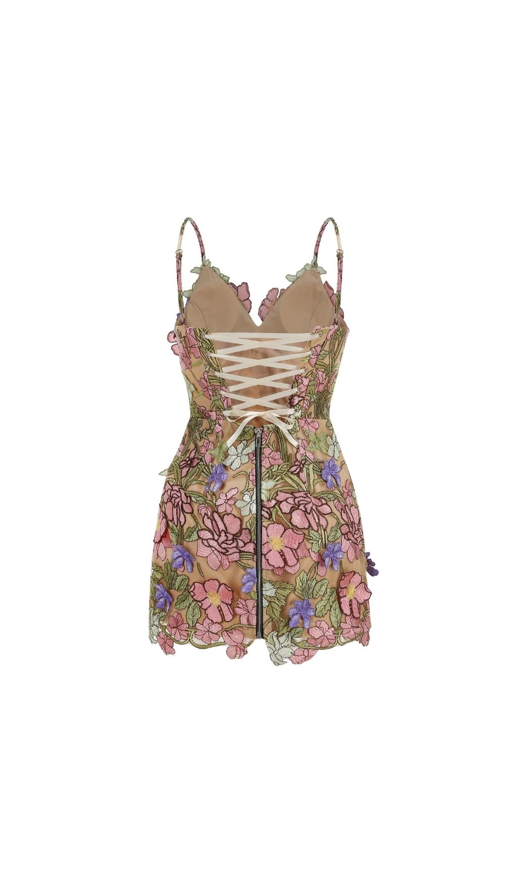 Fashionslee Women Letitia Strappy Embroidery Flower Mini Dress