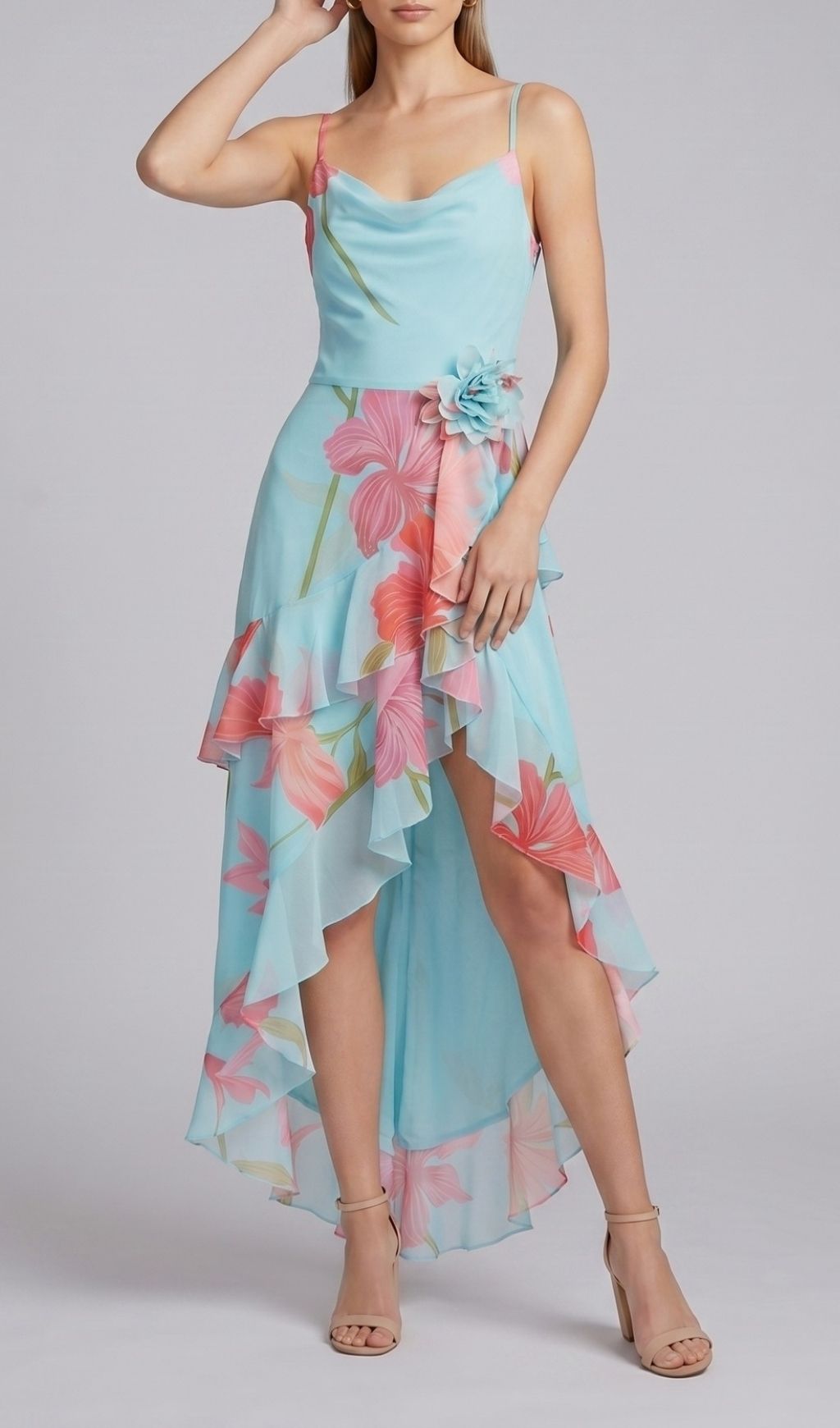 Fashionslee Women Ferune Spaghetti Floral Split Maxi Dress