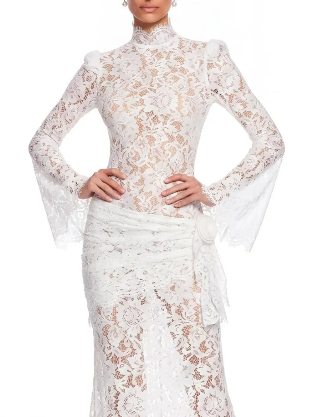 Ferith High Neck Lace Maxi Dress