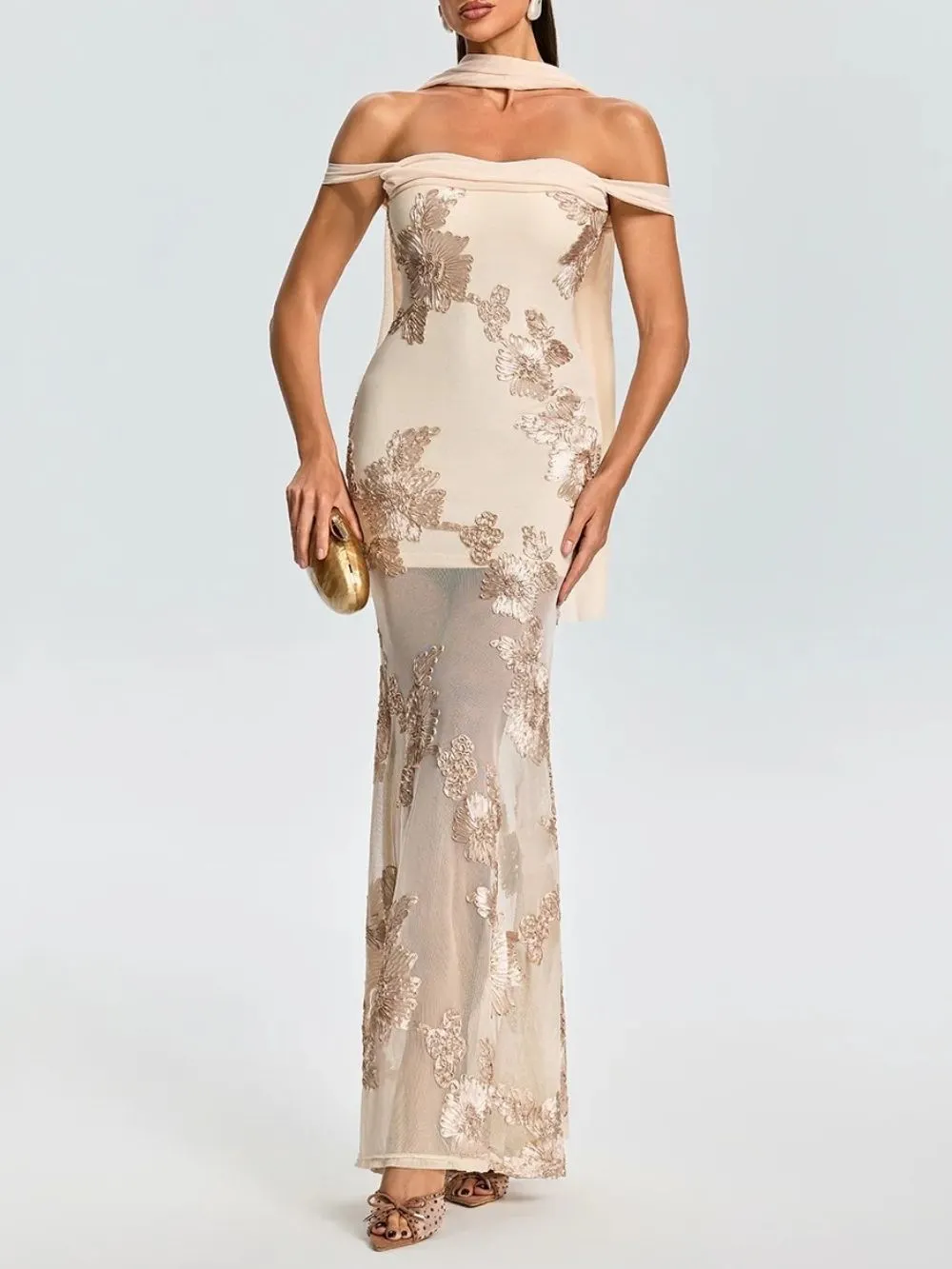 Eyranam Scarf Floral Maxi Dress