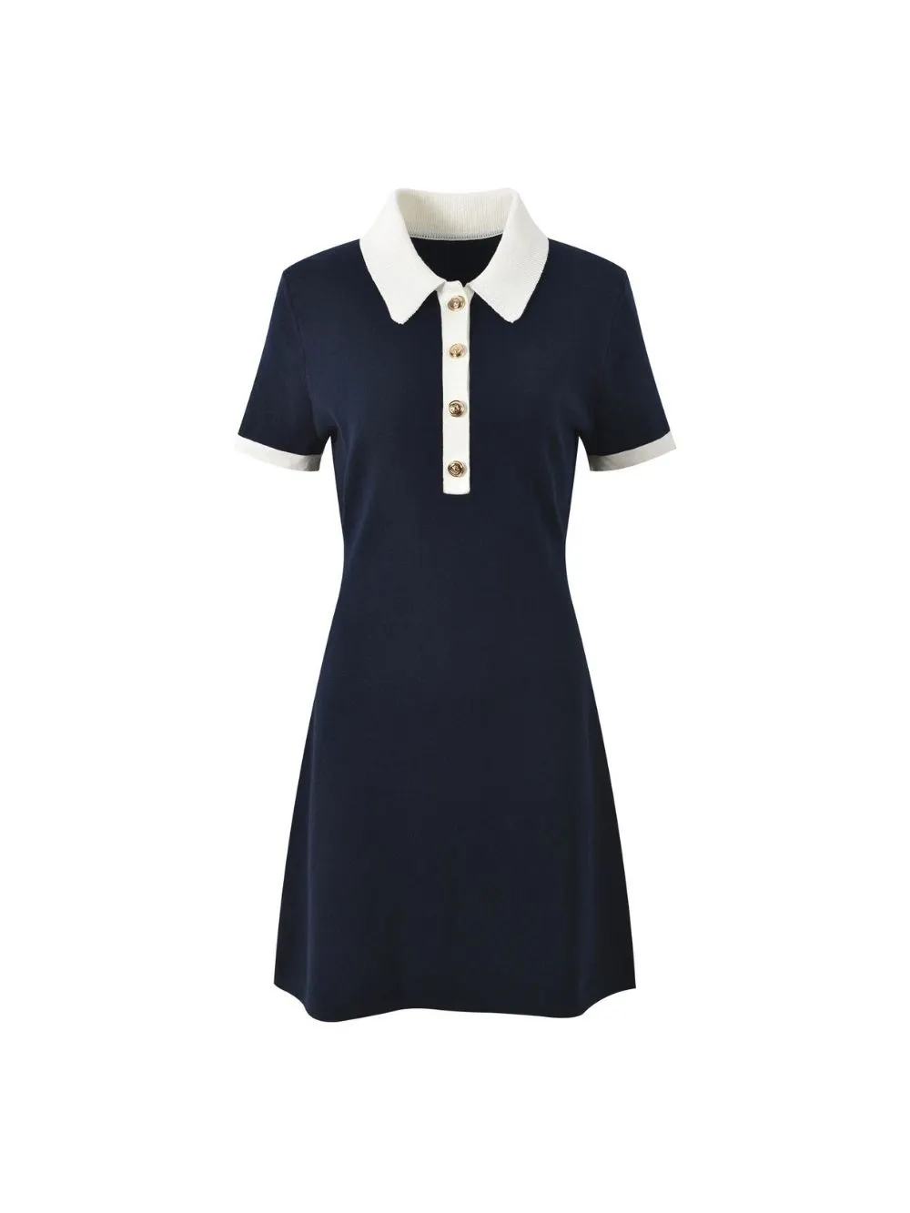 Contrast Trim Polo Dress