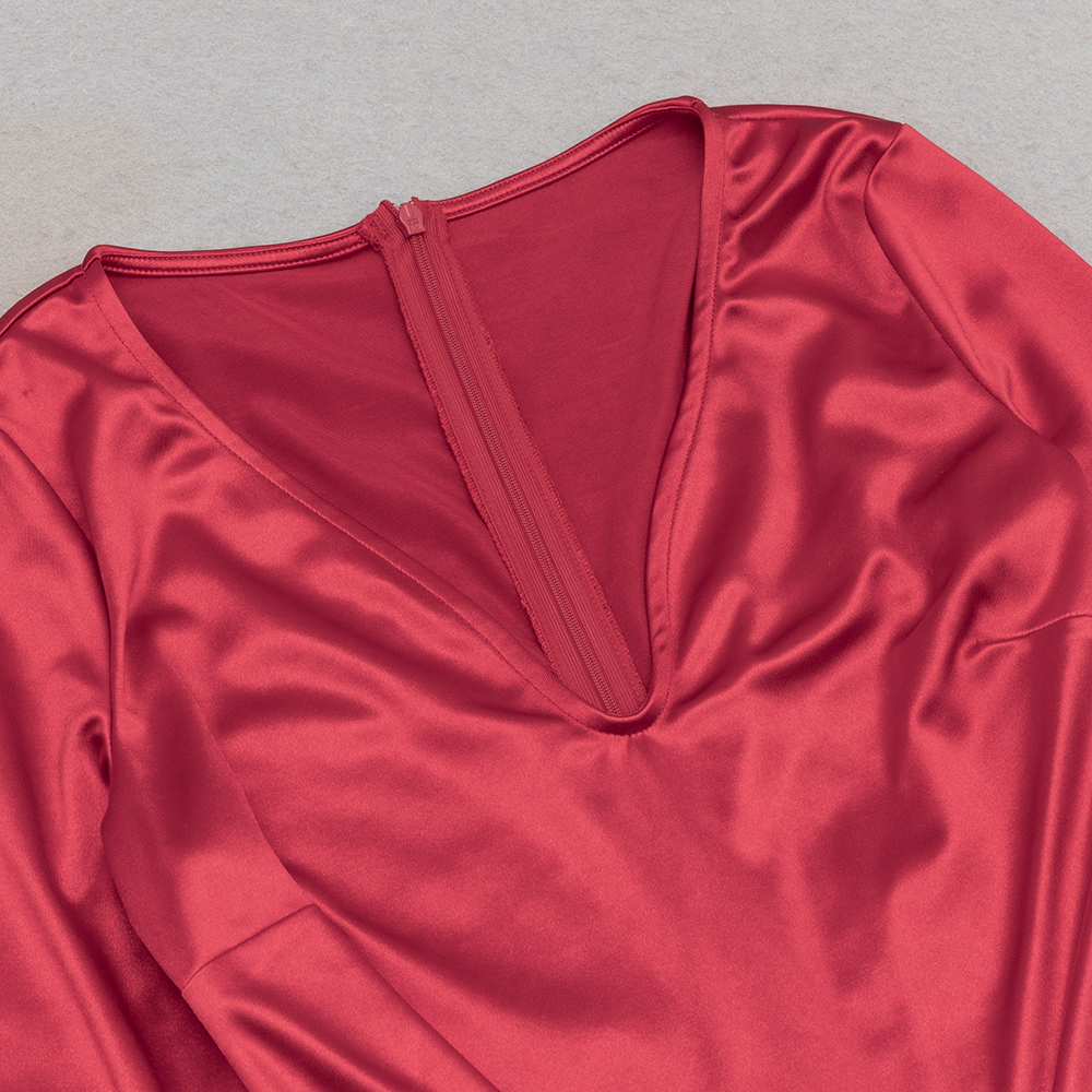 Balliol Red V-Neck Ruched Maxi Dress - OWNCI Balliol Red V-Neck Ruched Maxi Dress - OWNCI