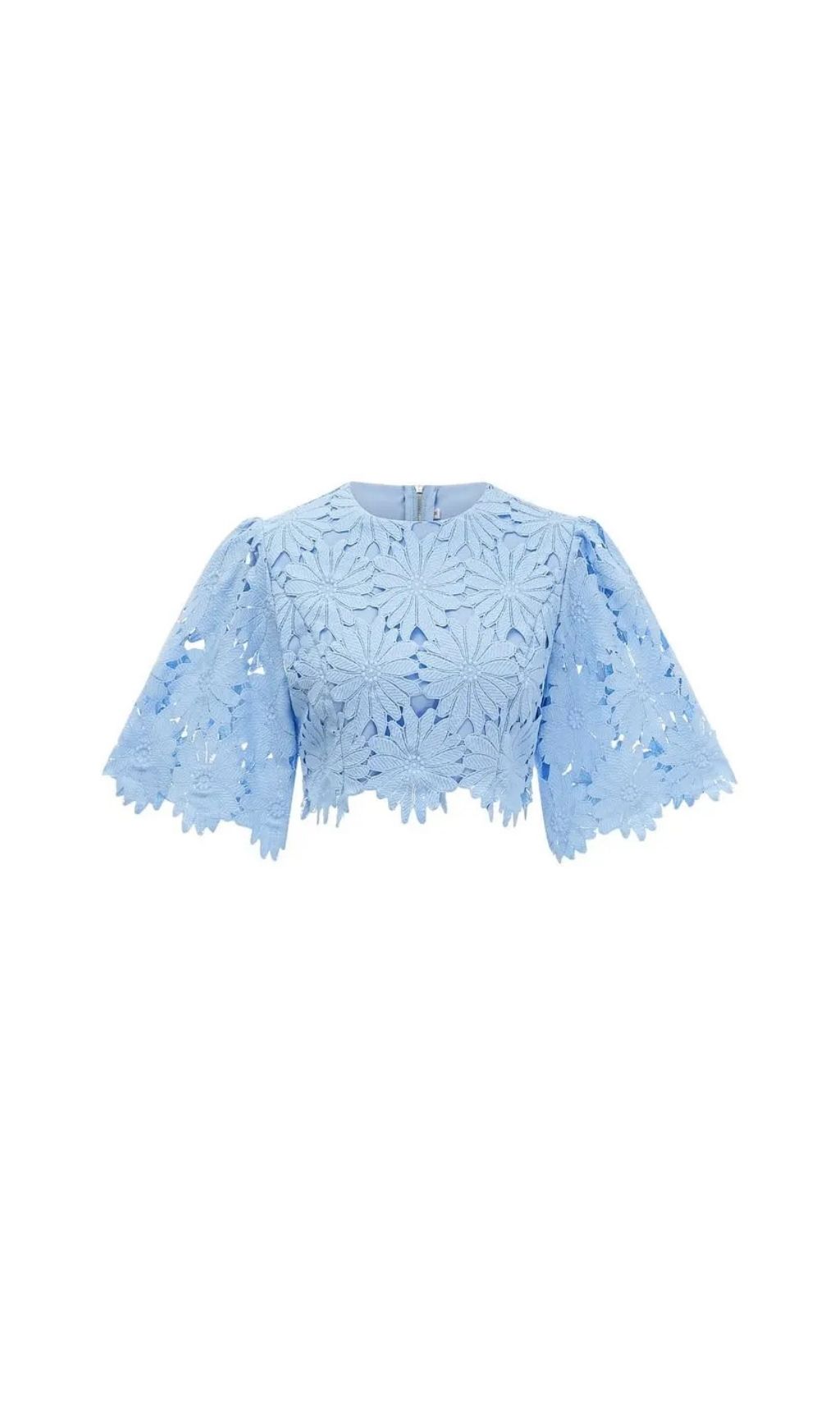 Penny Openwork Floral Lace Blouse Maxi Skirt Set - Blue
