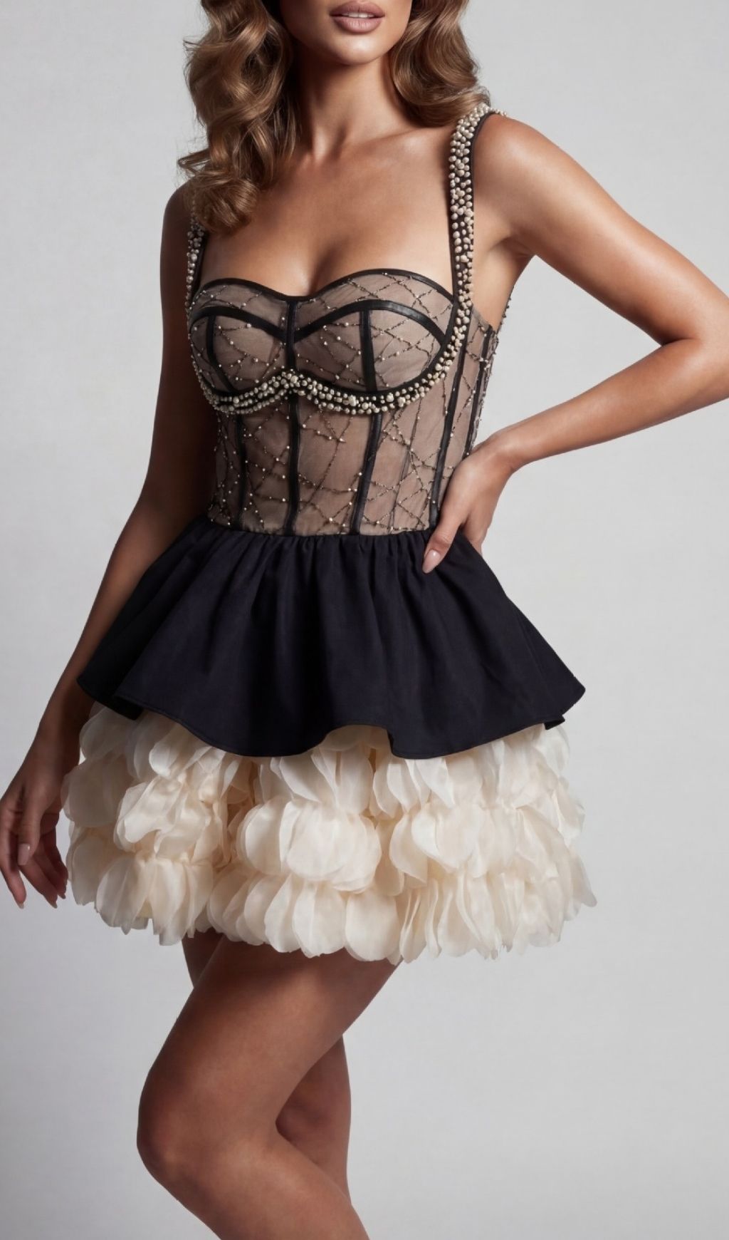 Keagan Strappy Embellished Petal Mini Dress