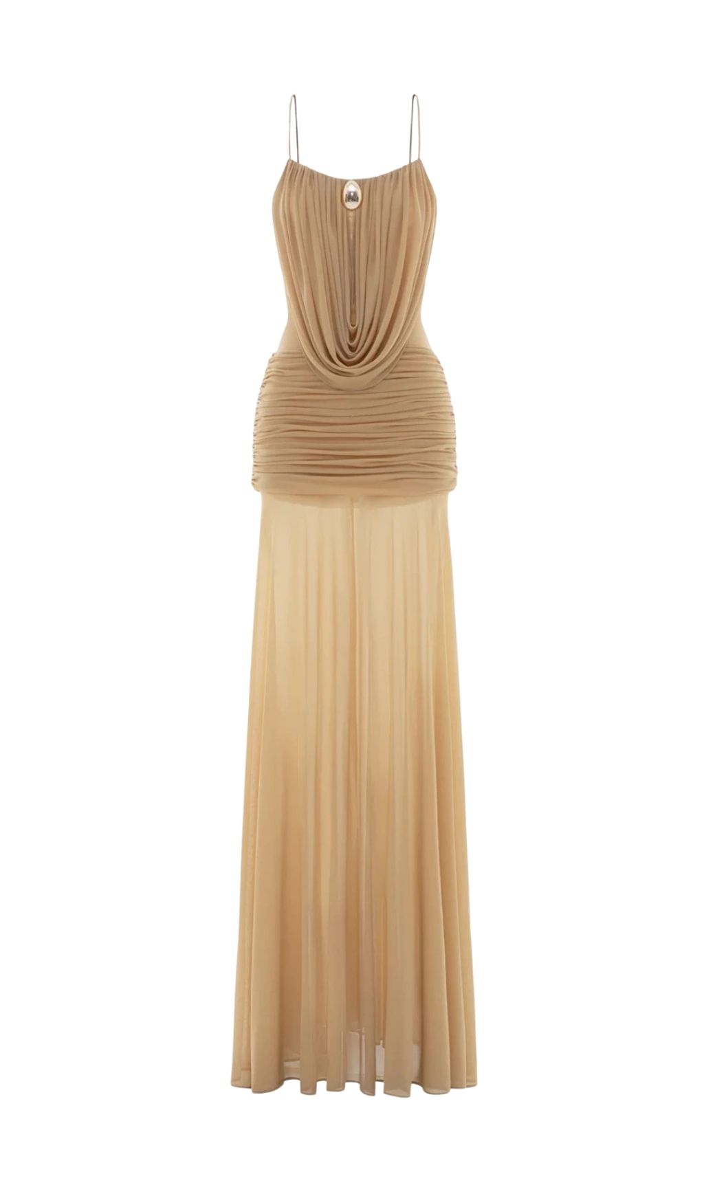 a68f259d330b220cabc79756e21bfaab Neraos Draped Ruched Maxi Dress - Beige