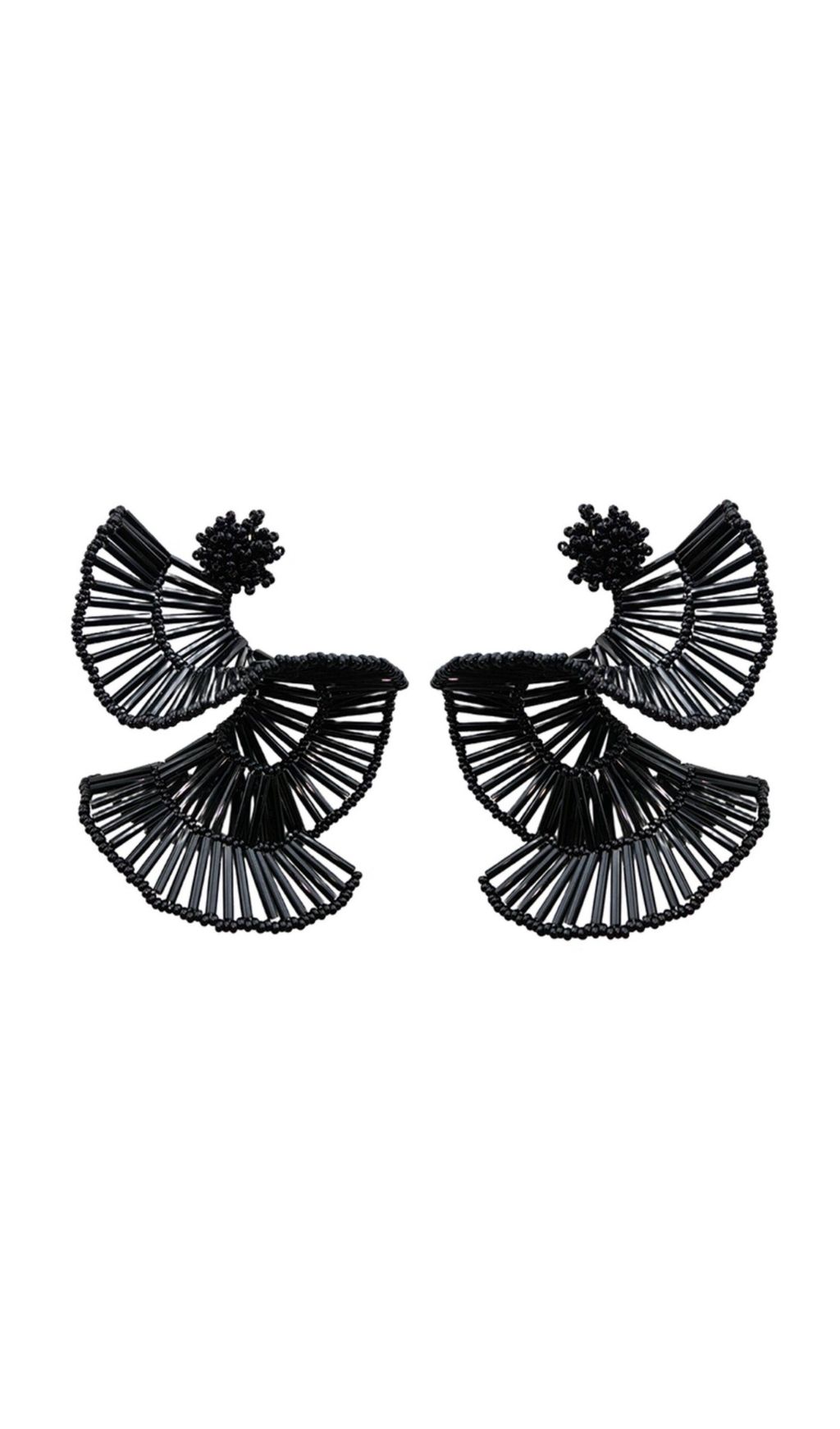 Fashionslee Women Leighna Black Fan-Shaped Earrings