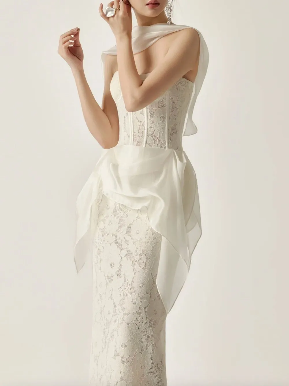 a7e27242f84903674ef7dc2b5c92837b Maisha Strapless Corset Lace Maxi Dress