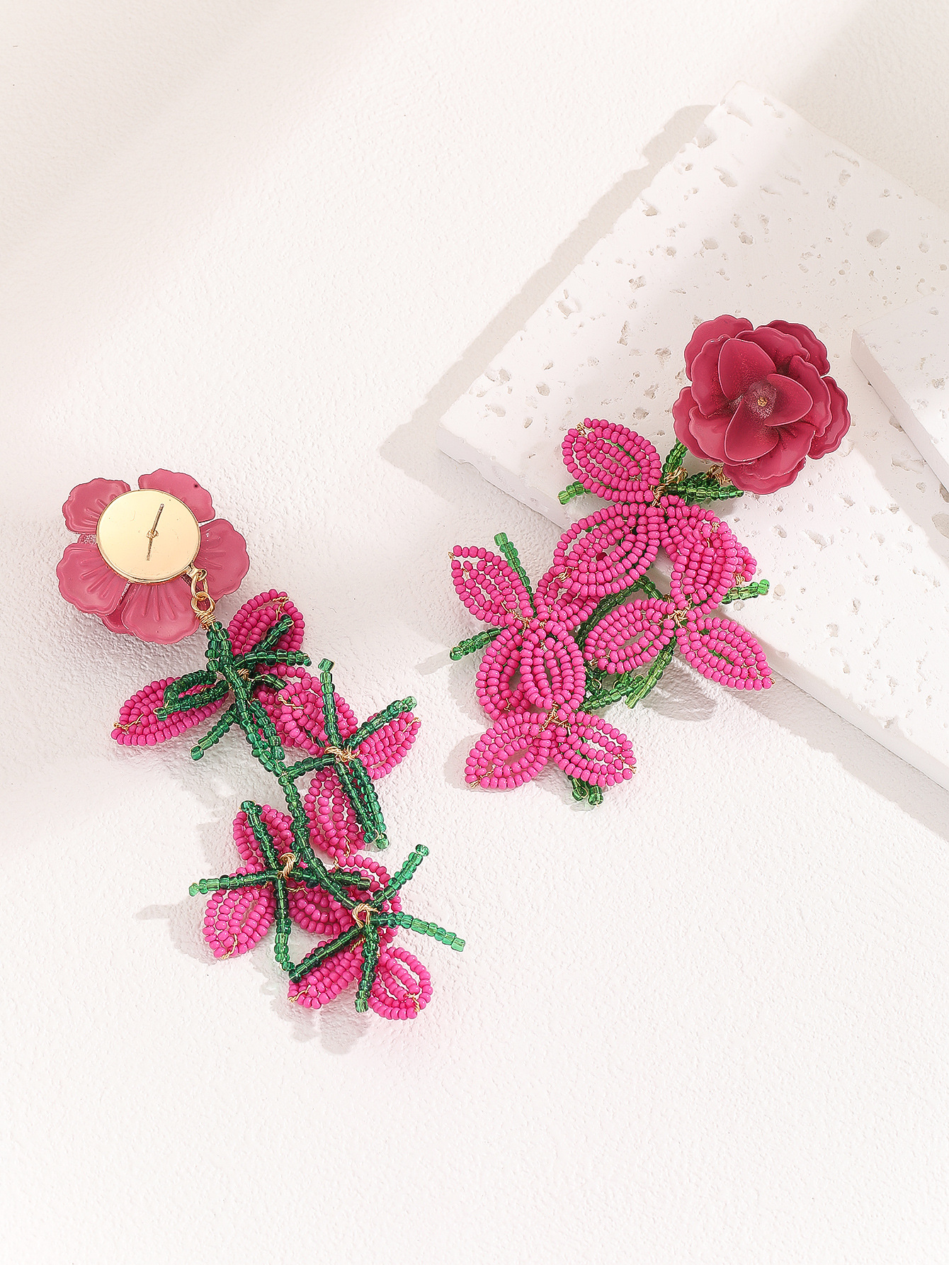 Cybele Rose Red Flower Earrings