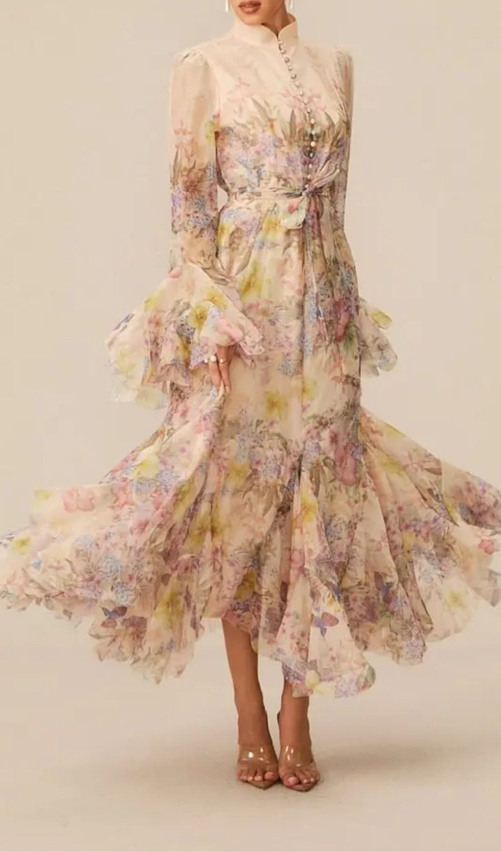 a891bdc18f4266d4dc00b9843af984d5 Alessia Long Sleeve Floral Mock Neck Maxi Dress