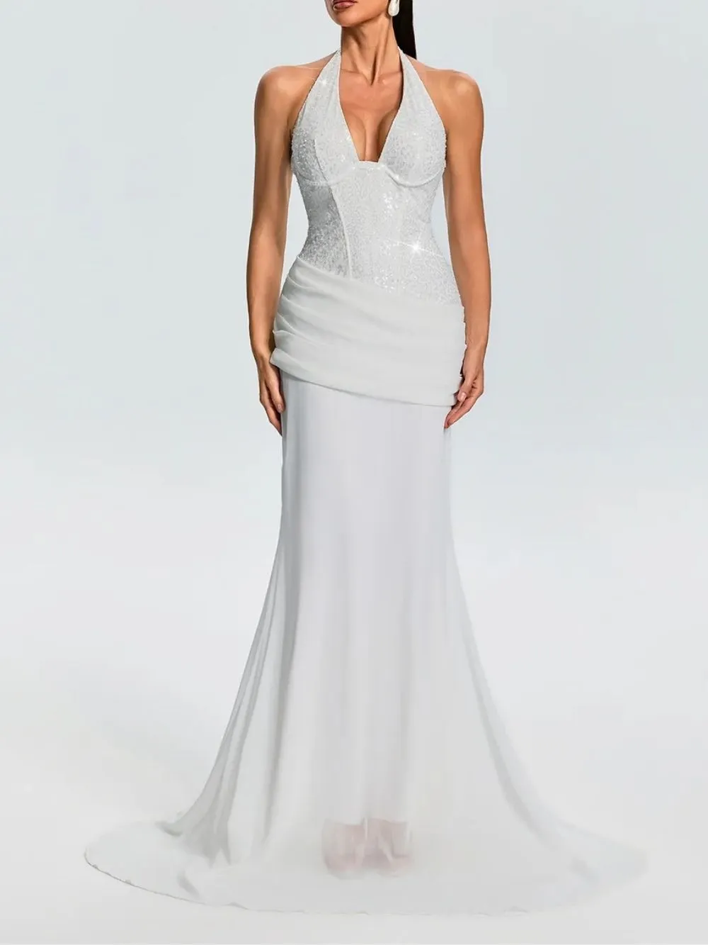 Fantasia Halterneck Sequin Maxi Dress