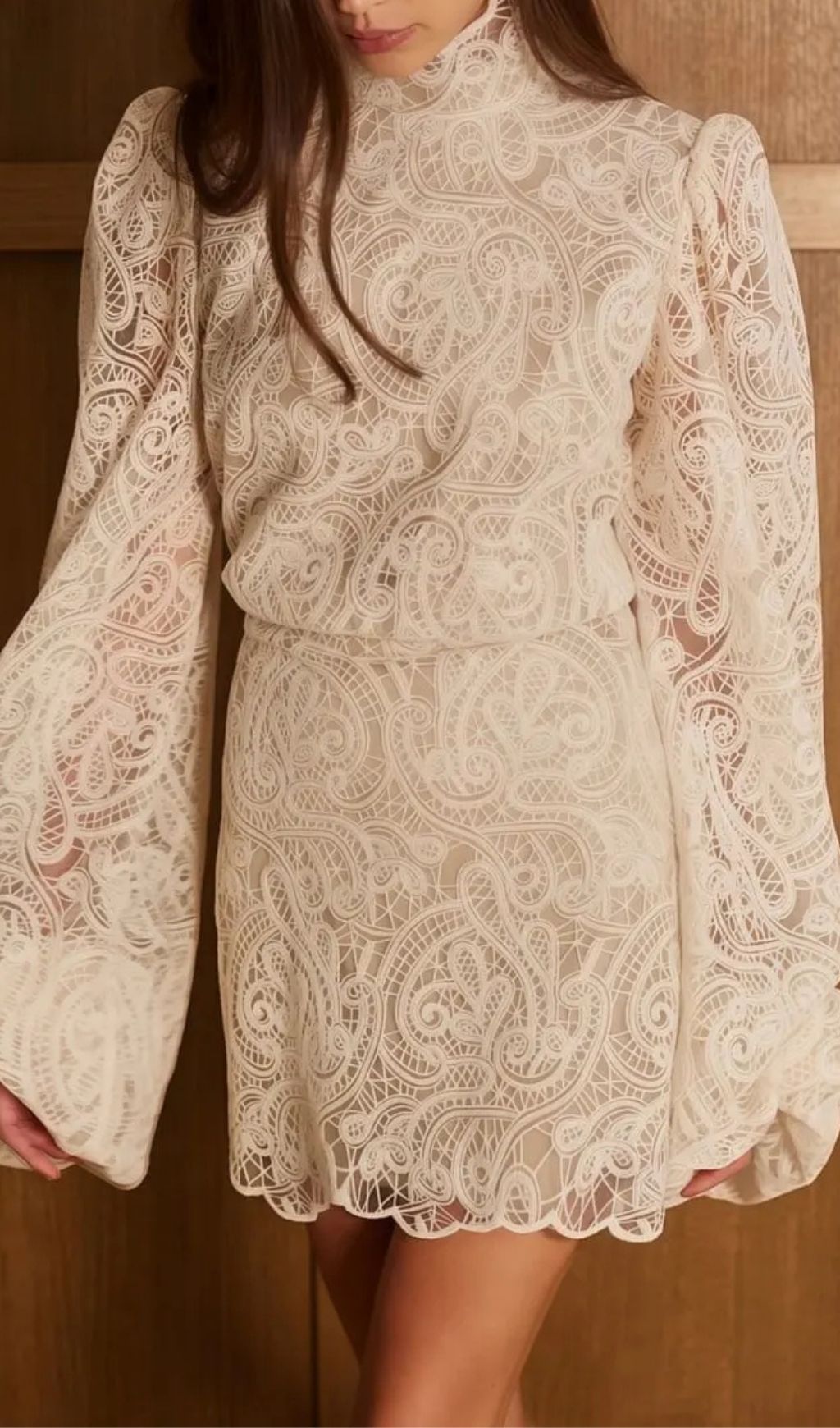 Eulalie Cream White Lace Blouse & Skirt Set