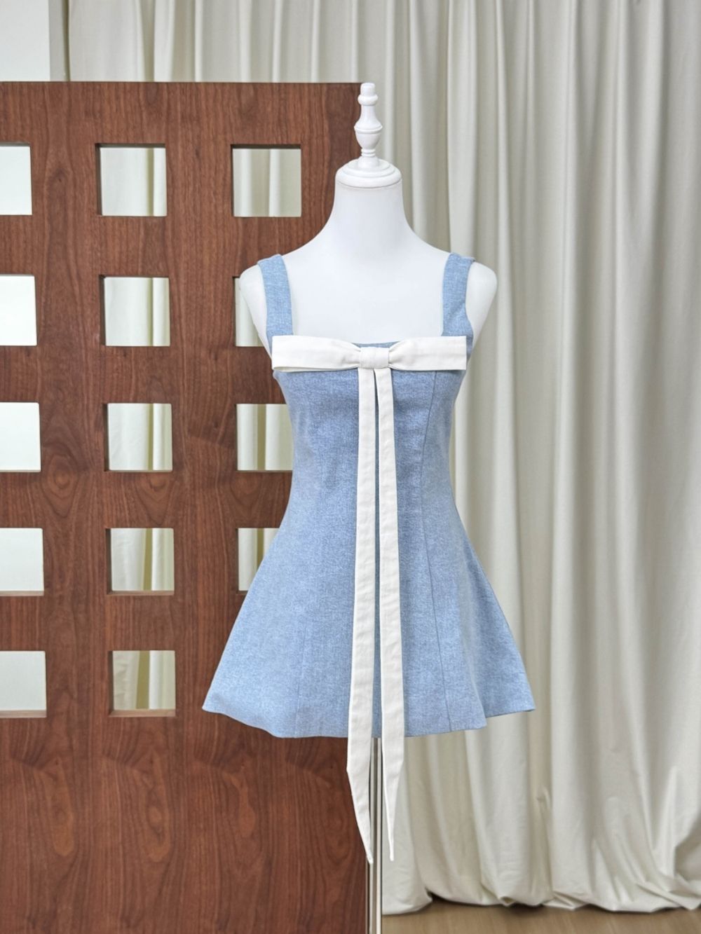 Manna Blue Bow Mini Dress - OWNCI Manna Blue Bow Mini Dress - OWNCI